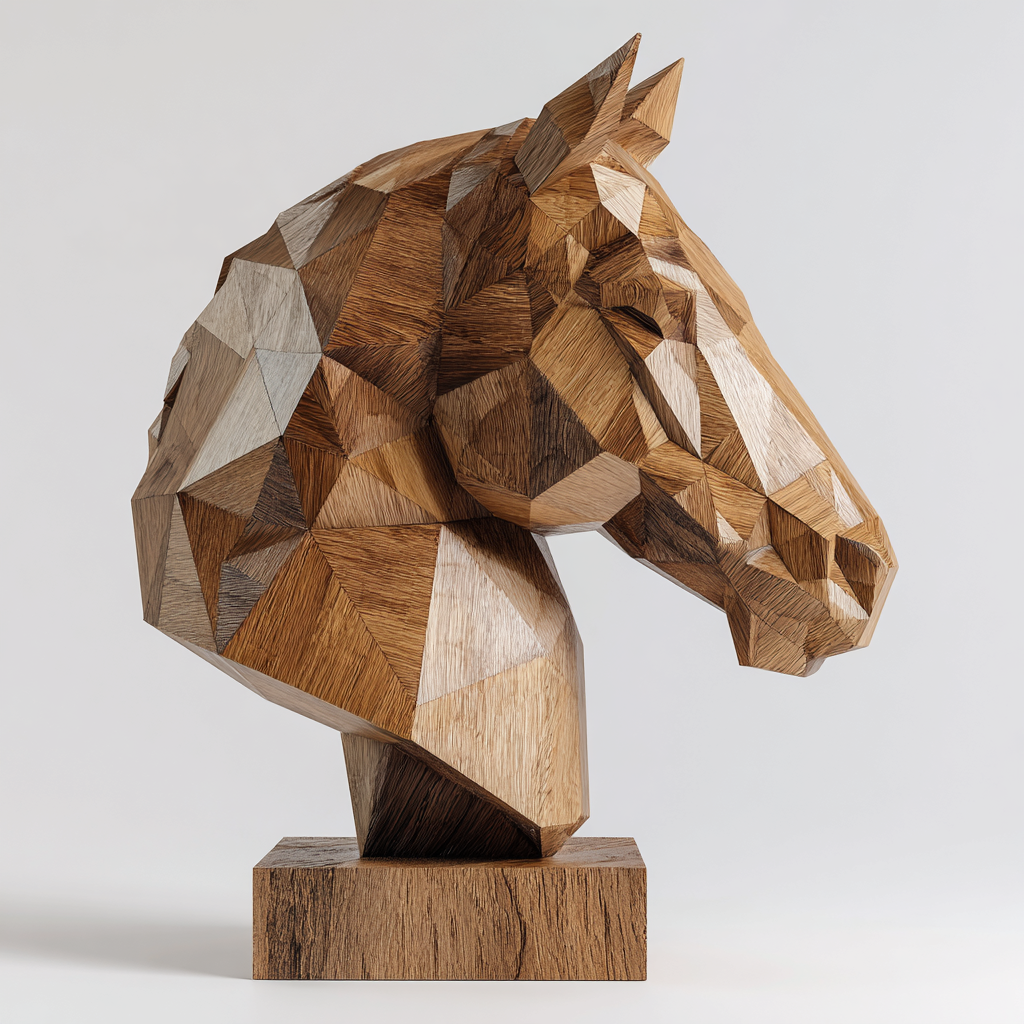 Geometric Prowler: The Hand-Carved Polygonal Panther Sculpture | Wood Sculpture