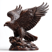 Majestic Ascent: The Hand-Carved Dark Wood Eagle Sculpture | Wood Sculpture