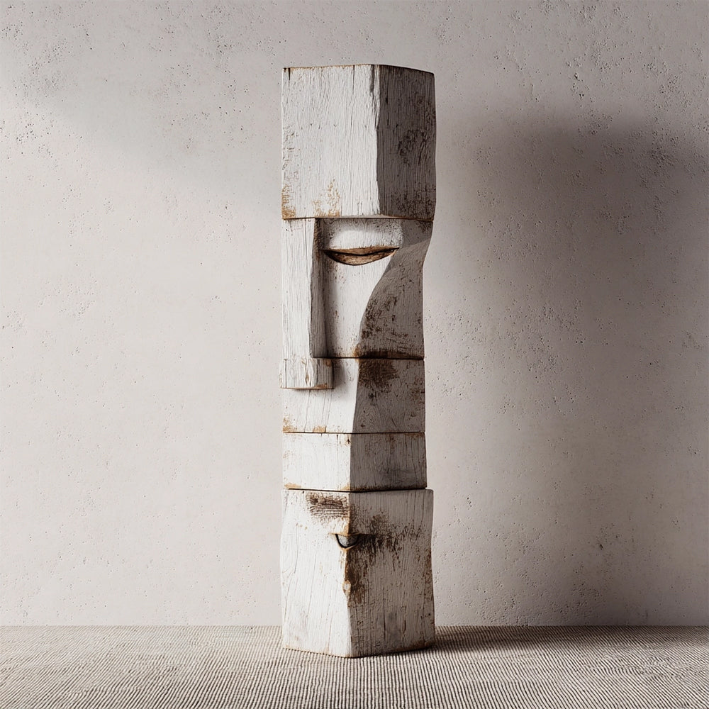 Whitewashed Form £ü Wood Sculpture