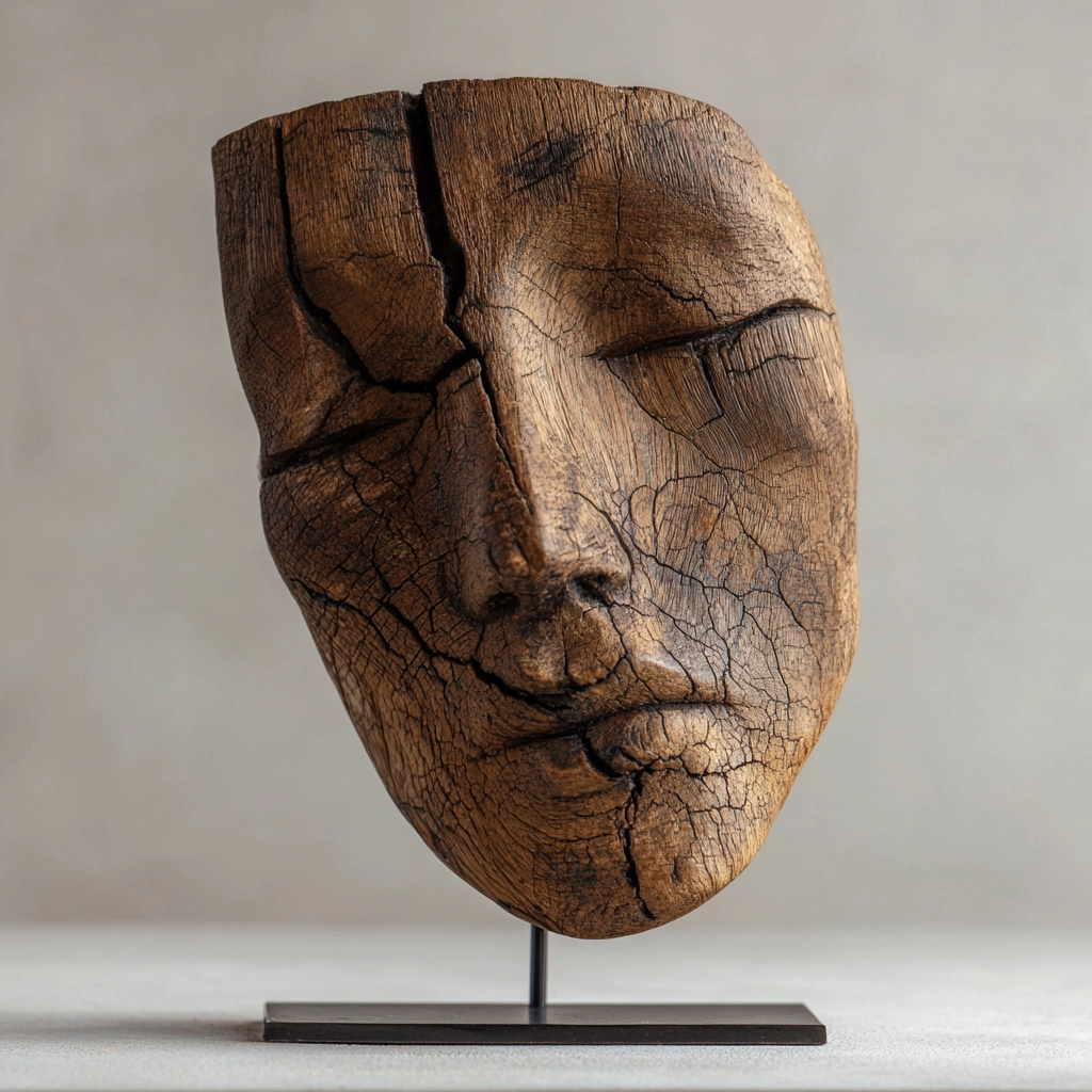Split Eroded Visage Sculpture