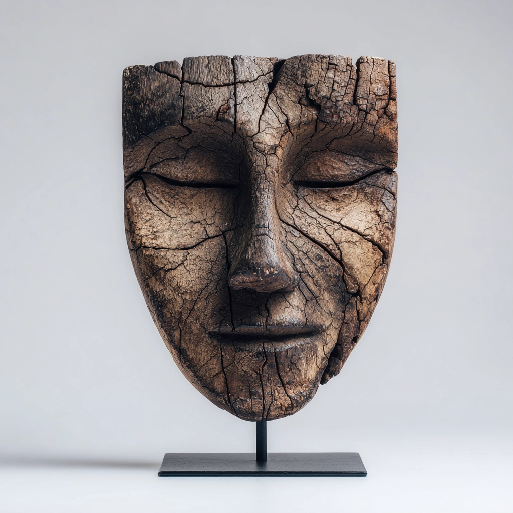 Ancient Eroded Mask Sculpture