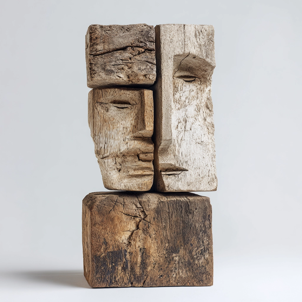 Stacked Dual Face Totem Sculpture
