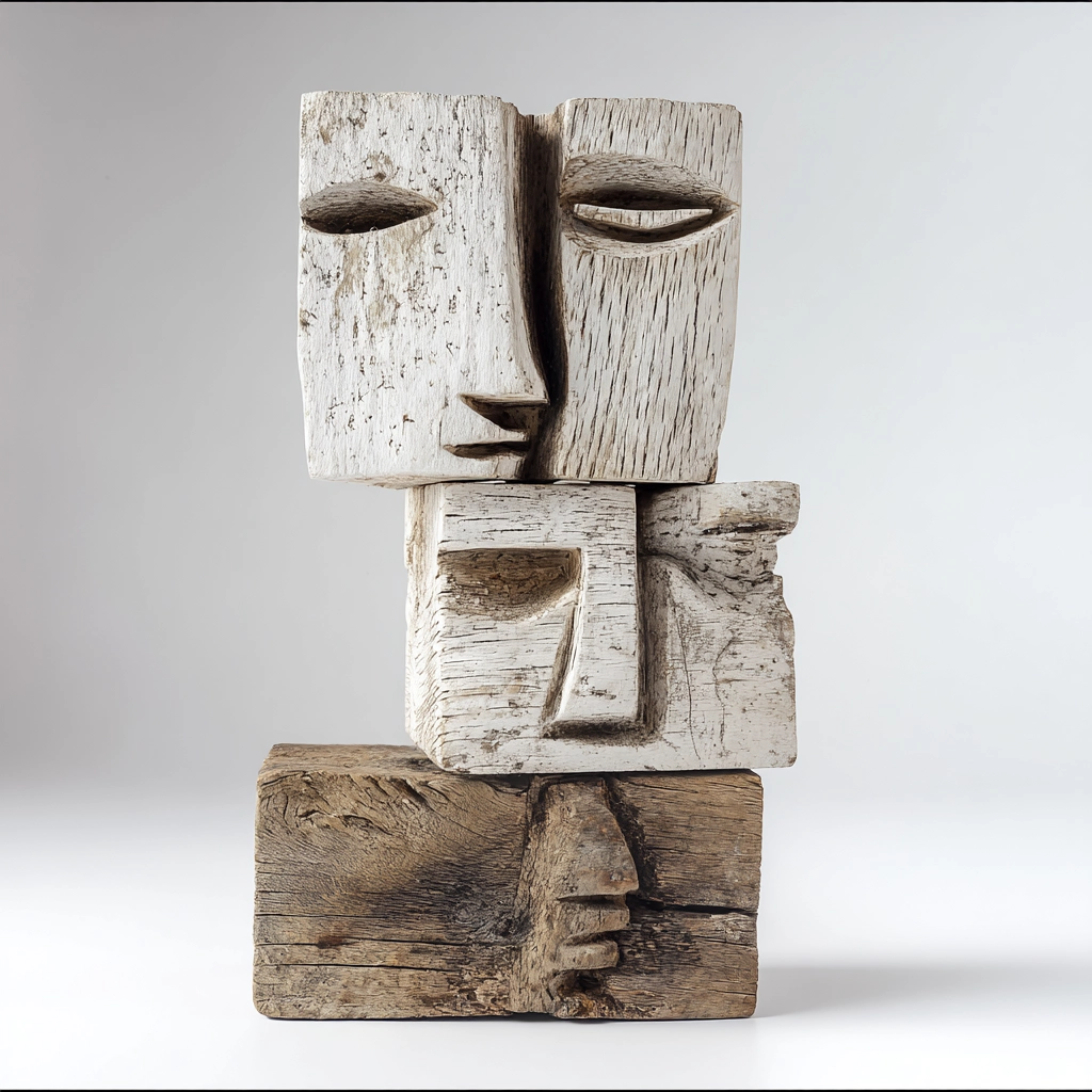 Multi-Faceted Stacked Totem Sculpture