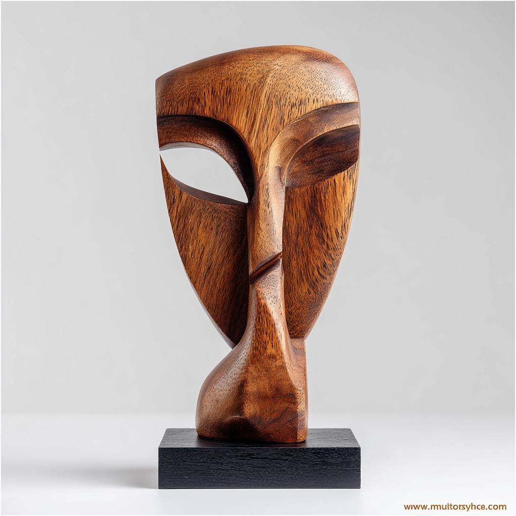 Asymmetrical Silence Gesture Mask Sculpture
