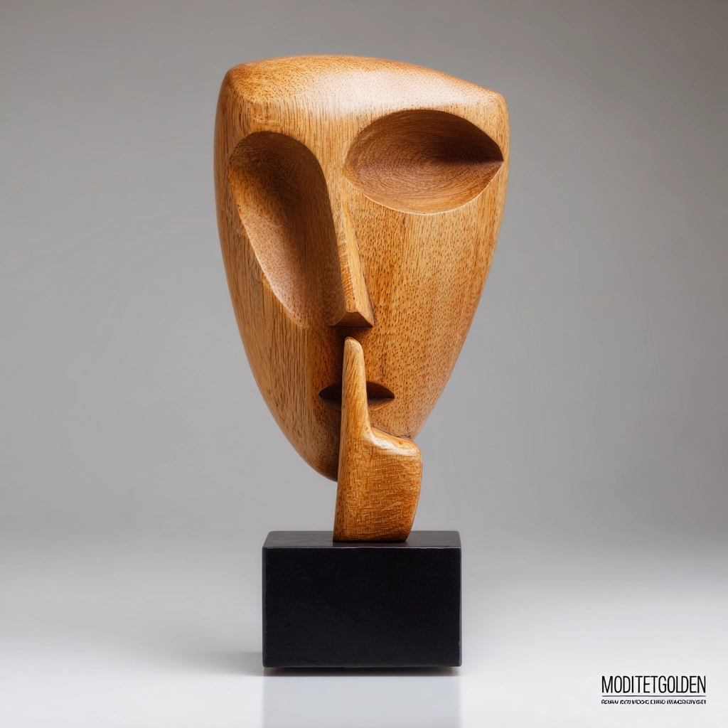 Silence Gesture Visage Sculpture