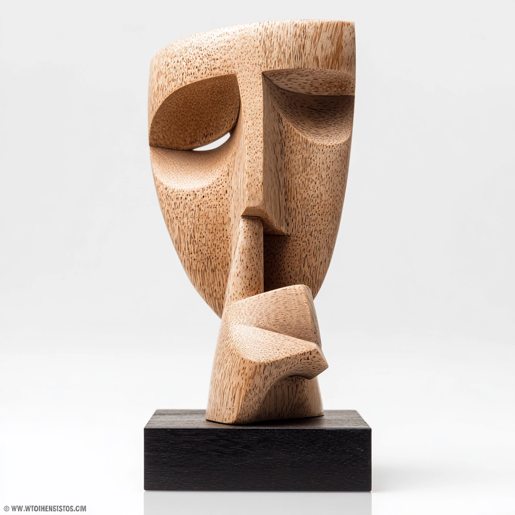 Minimalist Silence Gesture Mask Sculpture