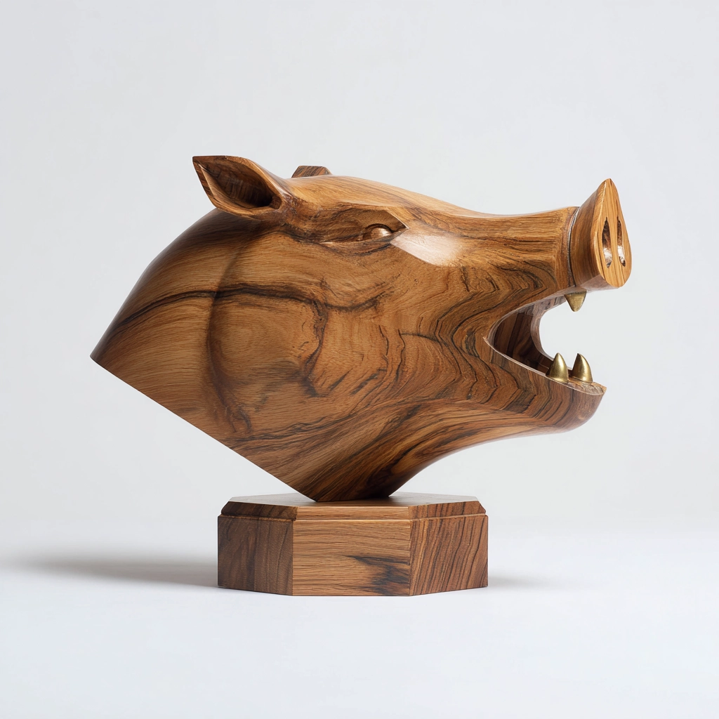 Zebrawood Boar Sculpture