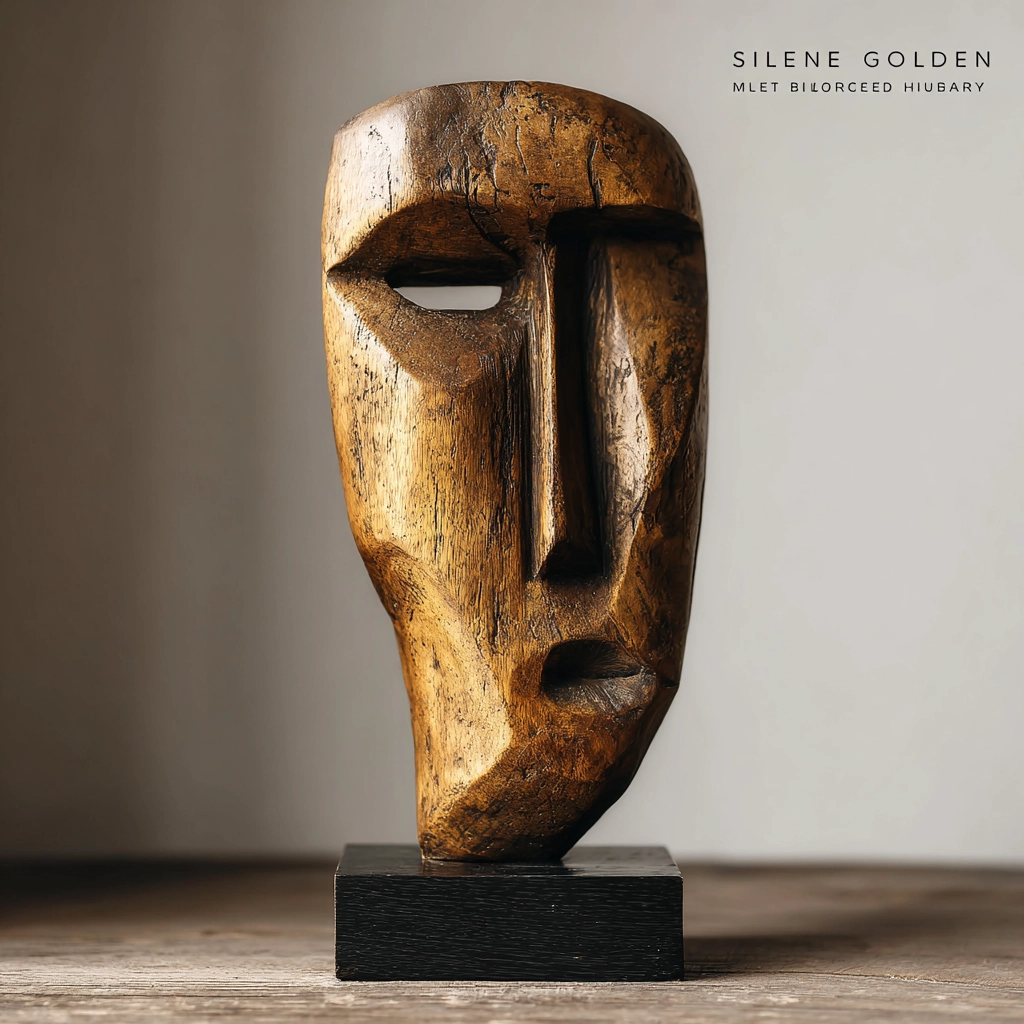 Weathered Asymmetrical Mask Sculpture