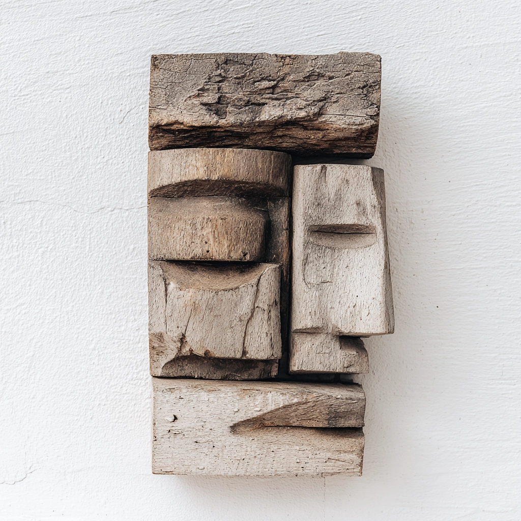 Fragmented Cubist Wooden Wall Sculpture  Wood Sculpture