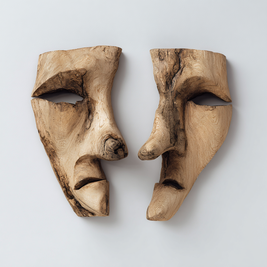 Dual Essence: The Live-Edge Wood Face Masks｜Wood Sculpture