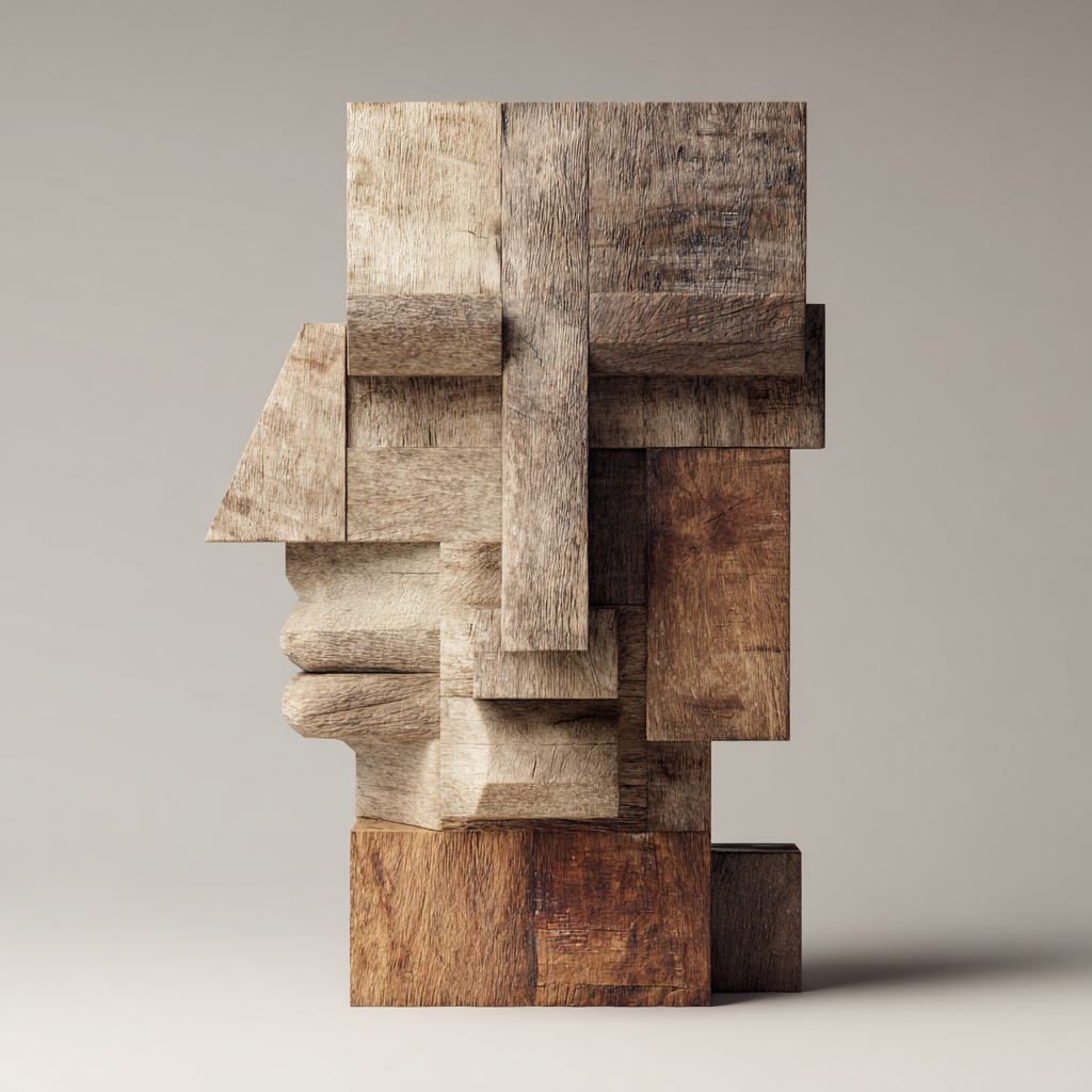 Cubist Profile: The Reclaimed Wood Totem｜ Wood Sculpture