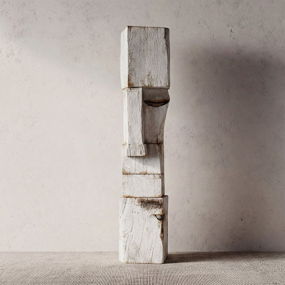 Whitewashed Form £ü Wood Sculpture