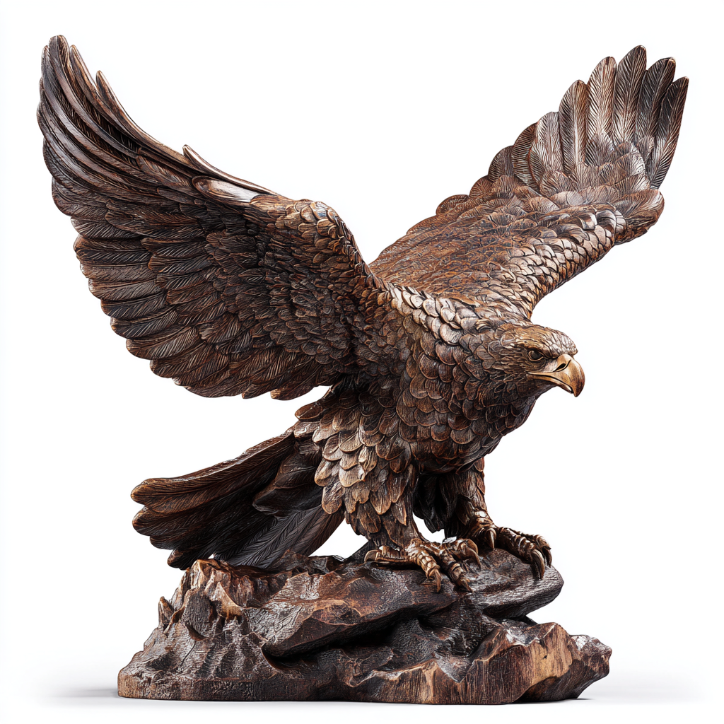 Apex Sovereign: The Hand-Carved Wooden Eagle Sculpture | Wood Sculpture