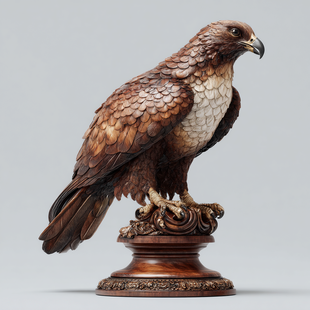 Vigilant Sentinel: The Hand-Carved Wooden Hawk Sculpture | Wood Sculpture