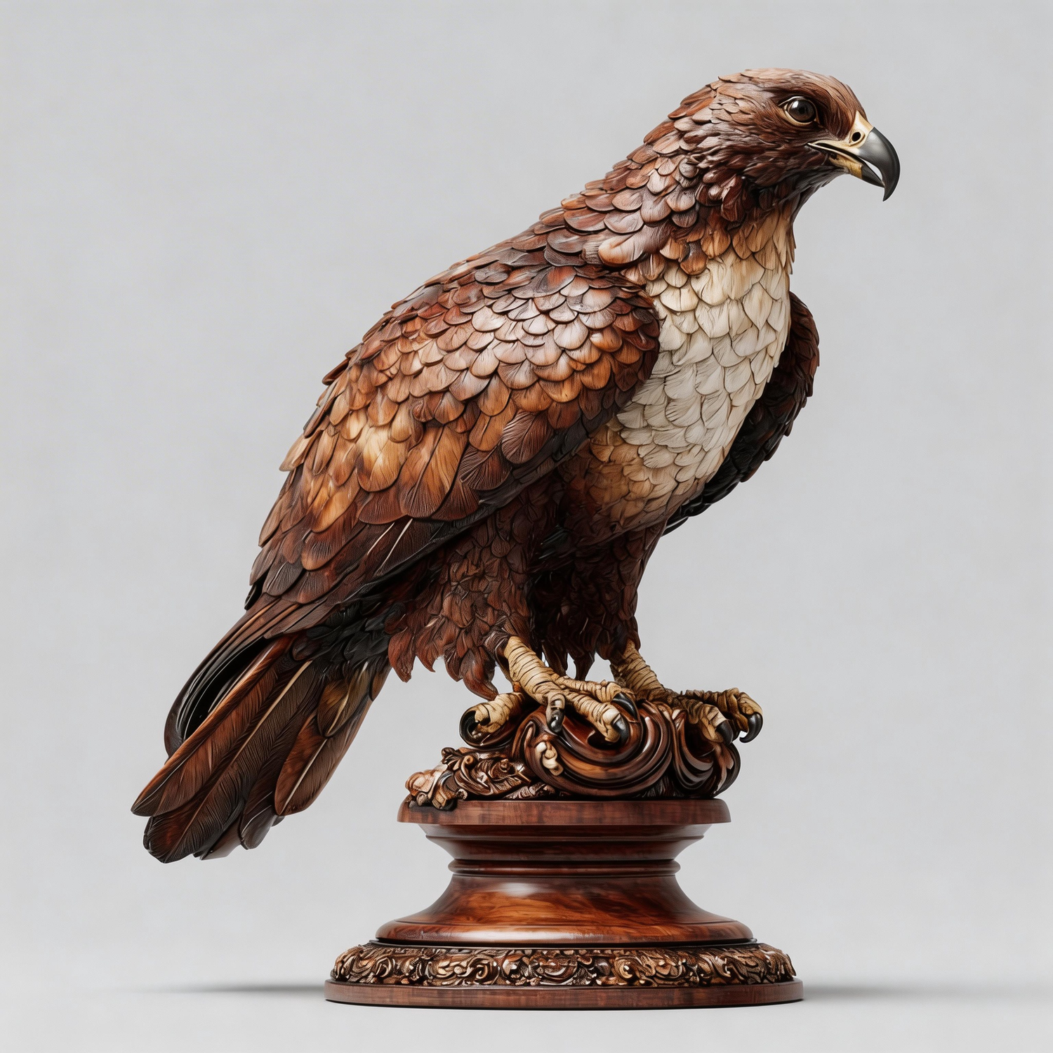 Vigilant Sentinel: The Hand-Carved Wooden Hawk Sculpture | Wood Sculpture