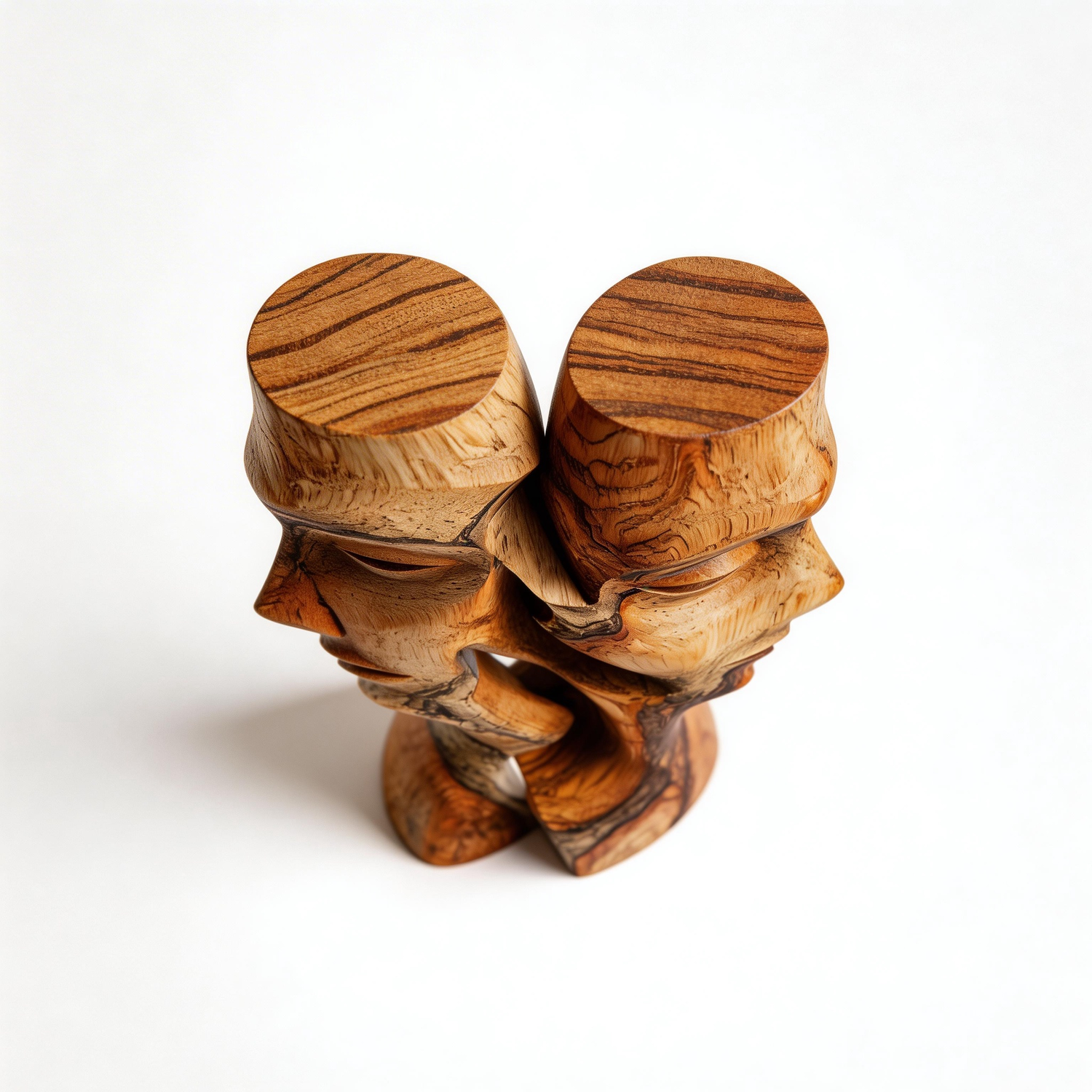 Whispered Dialogue: The Intertwined Confidants｜ Wood Sculpture