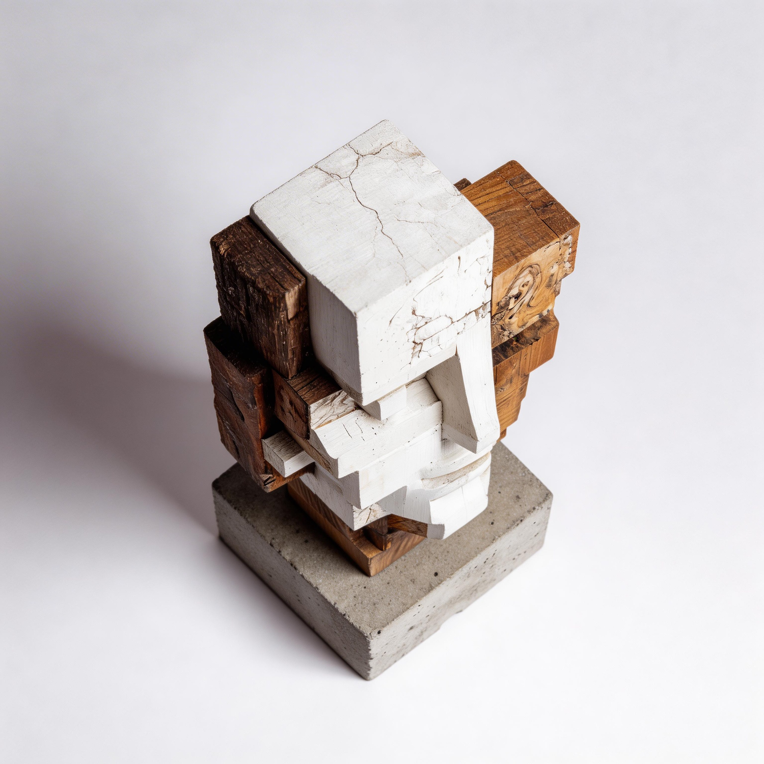 Dual Perspective: The Layered Cubist Visage｜ Wood Sculpture