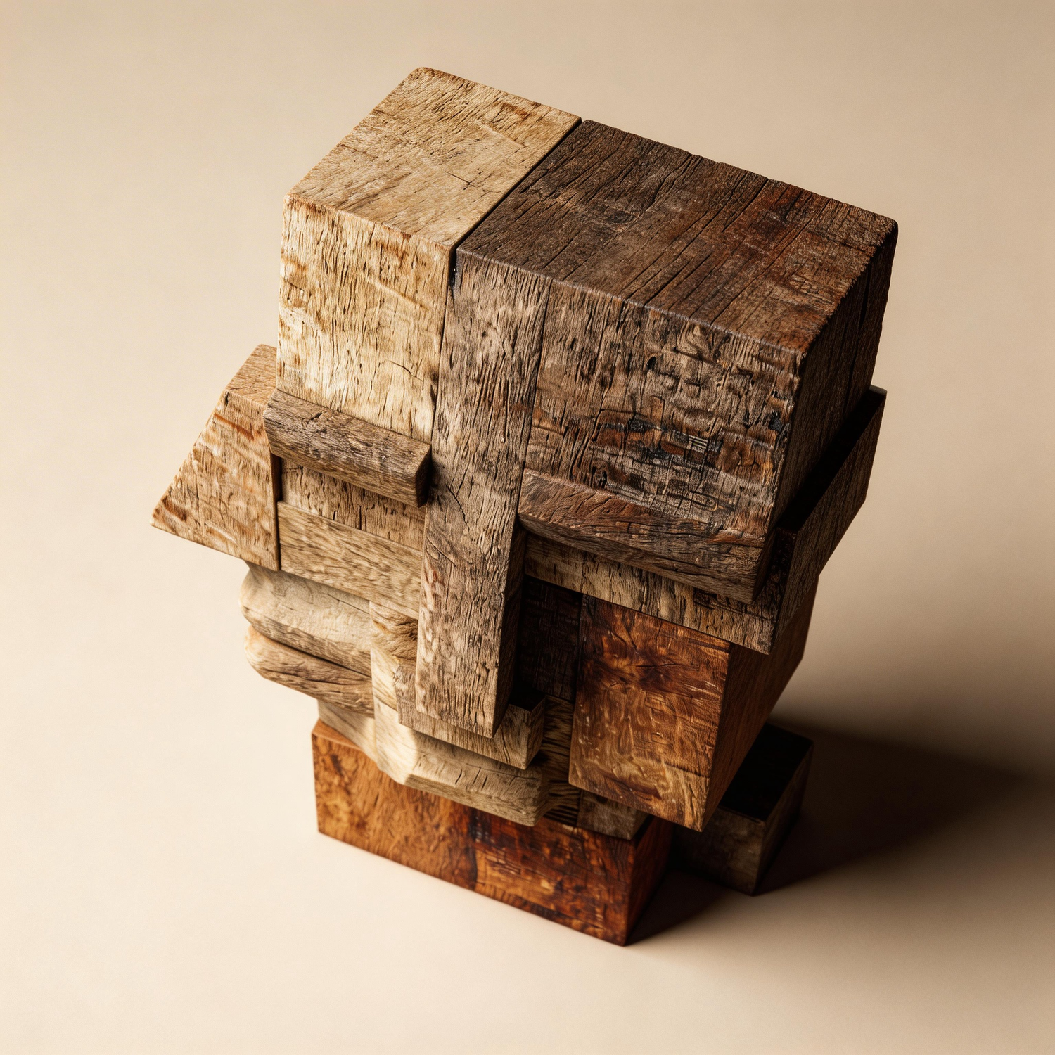 Cubist Profile: The Reclaimed Wood Totem｜ Wood Sculpture