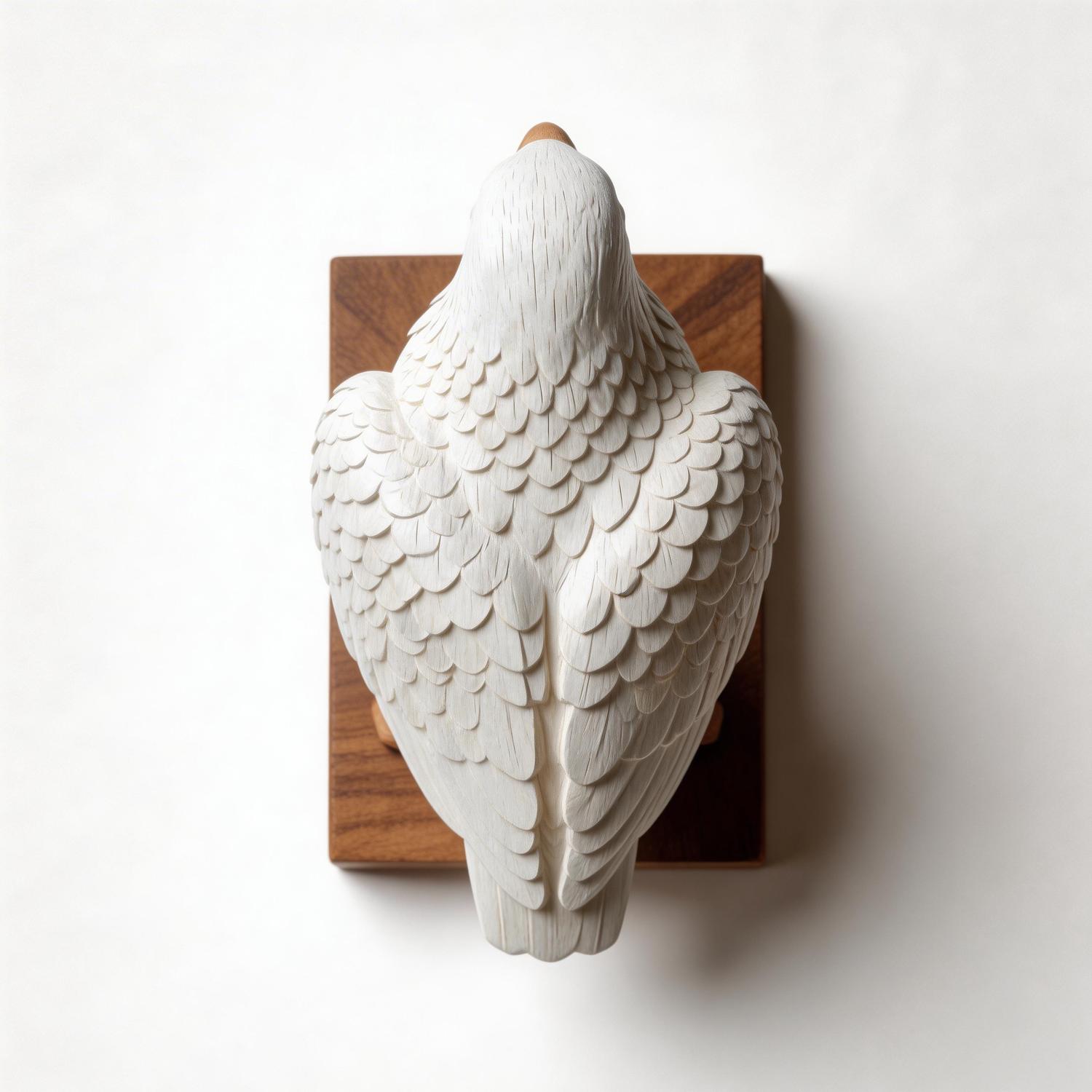 Luminous Guardian: The Hand-Carved White Wood Eagle Sculpture | Wood Sculpture