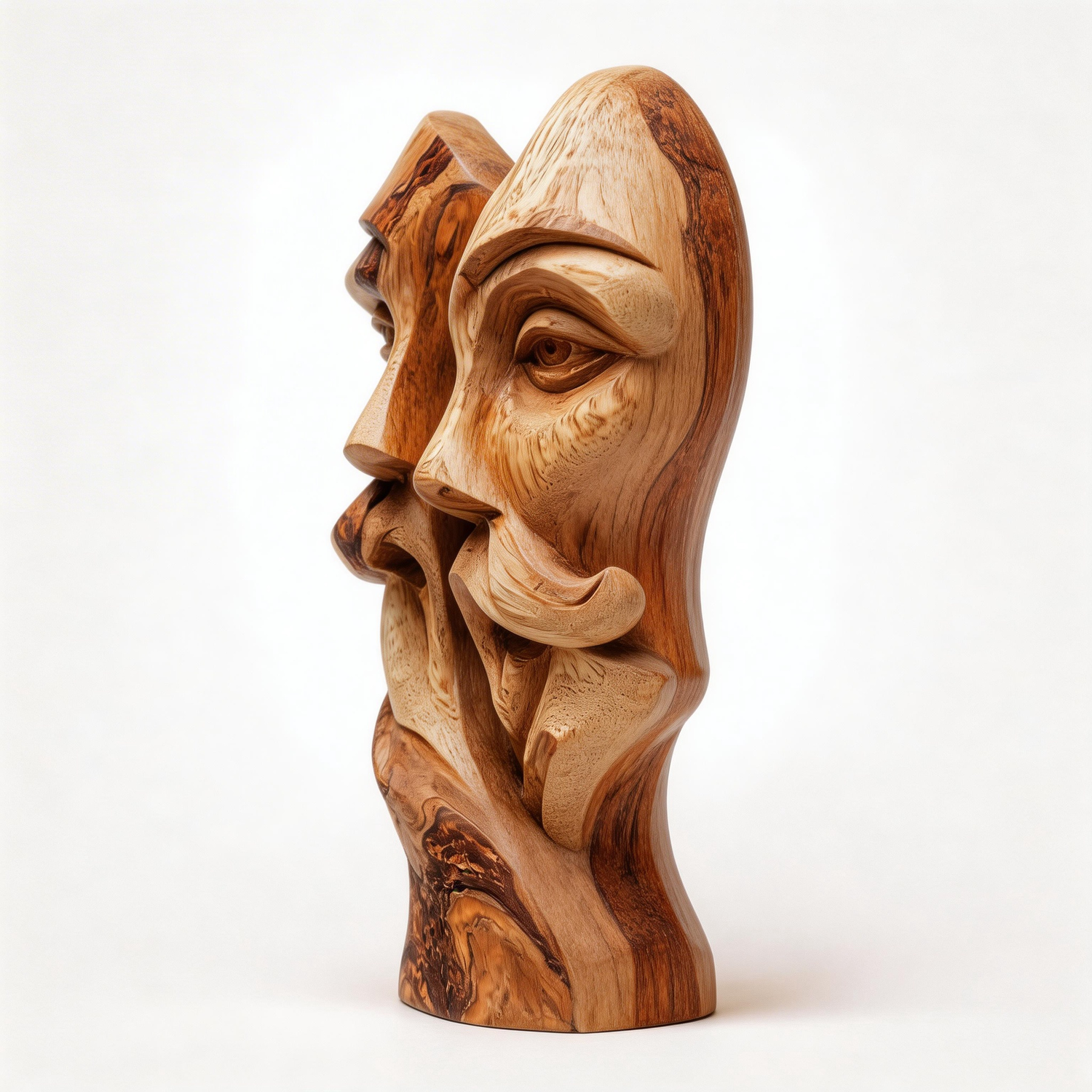 Dual Whispers: The Entwined Sages｜ Wood Sculpture
