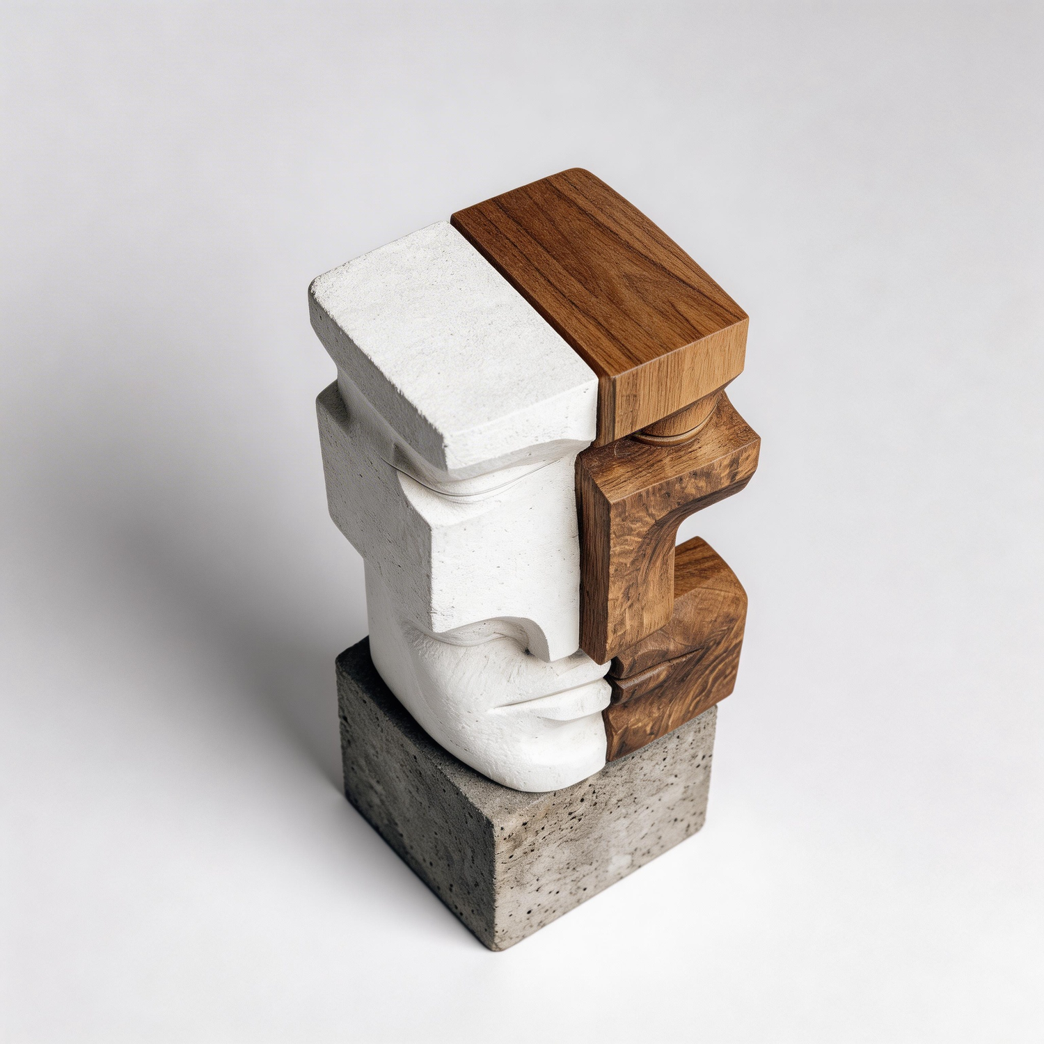 Duality of Matter: The Split Visage｜ Wood Sculpture