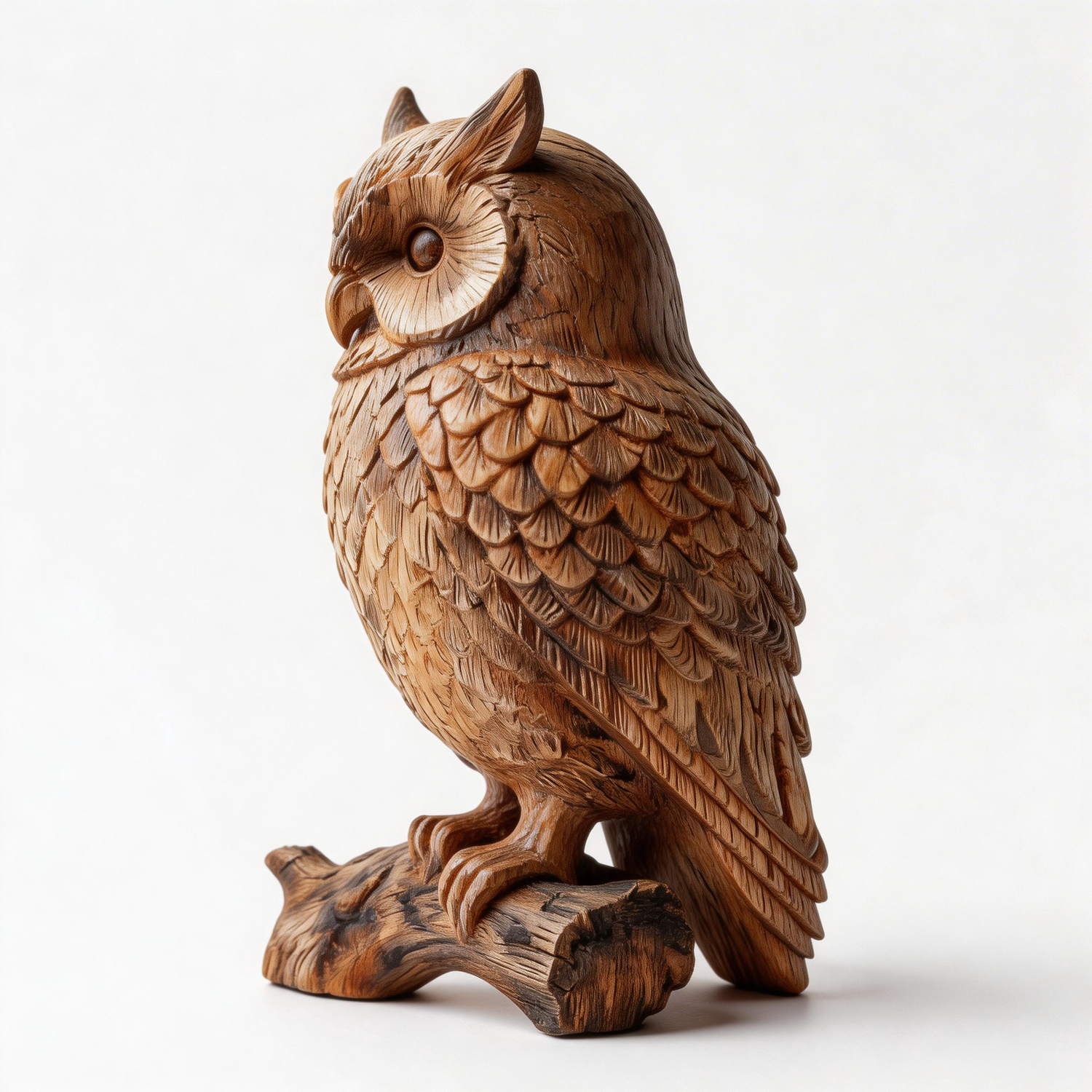 Nocturnal Sage: The Hand-Carved Wooden Owl Sculpture | Wood Sculpture