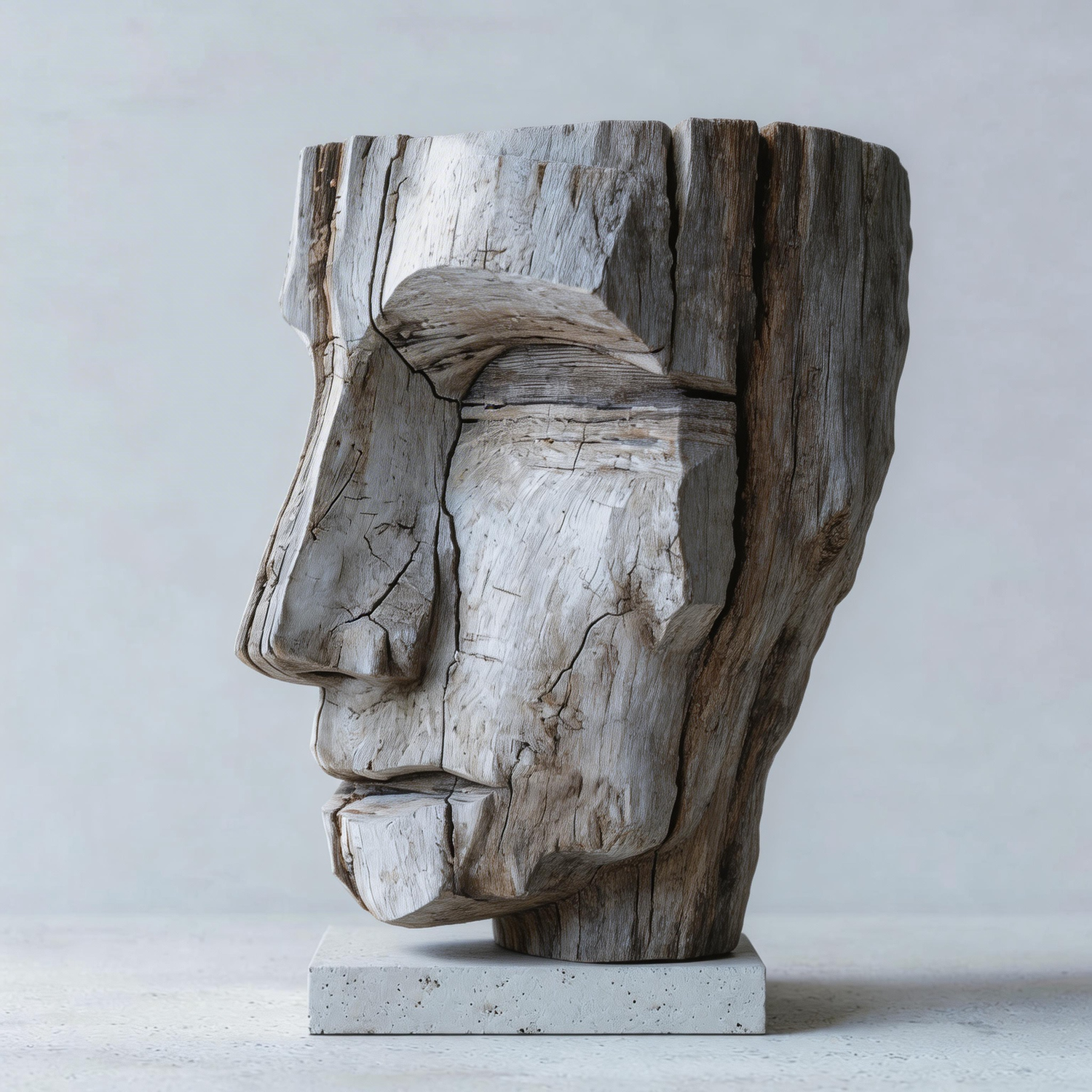 Ancient Echo: The Weathered Stump Visage｜ Wood Sculpture
