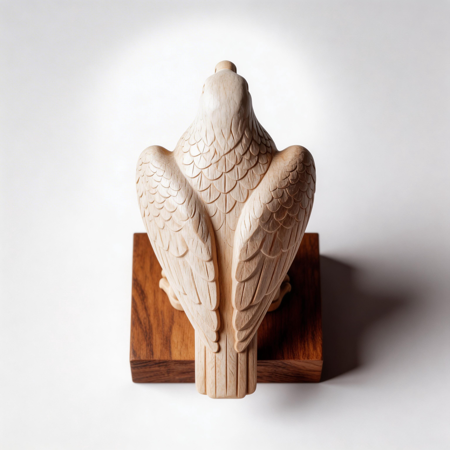 Pristine Guardian: The Hand-Carved Pale Wood Eagle Sculpture | Wood Sculpture