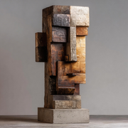 Deconstructed Totem: The Layered Cuboid Abstract | Wood Sculpture