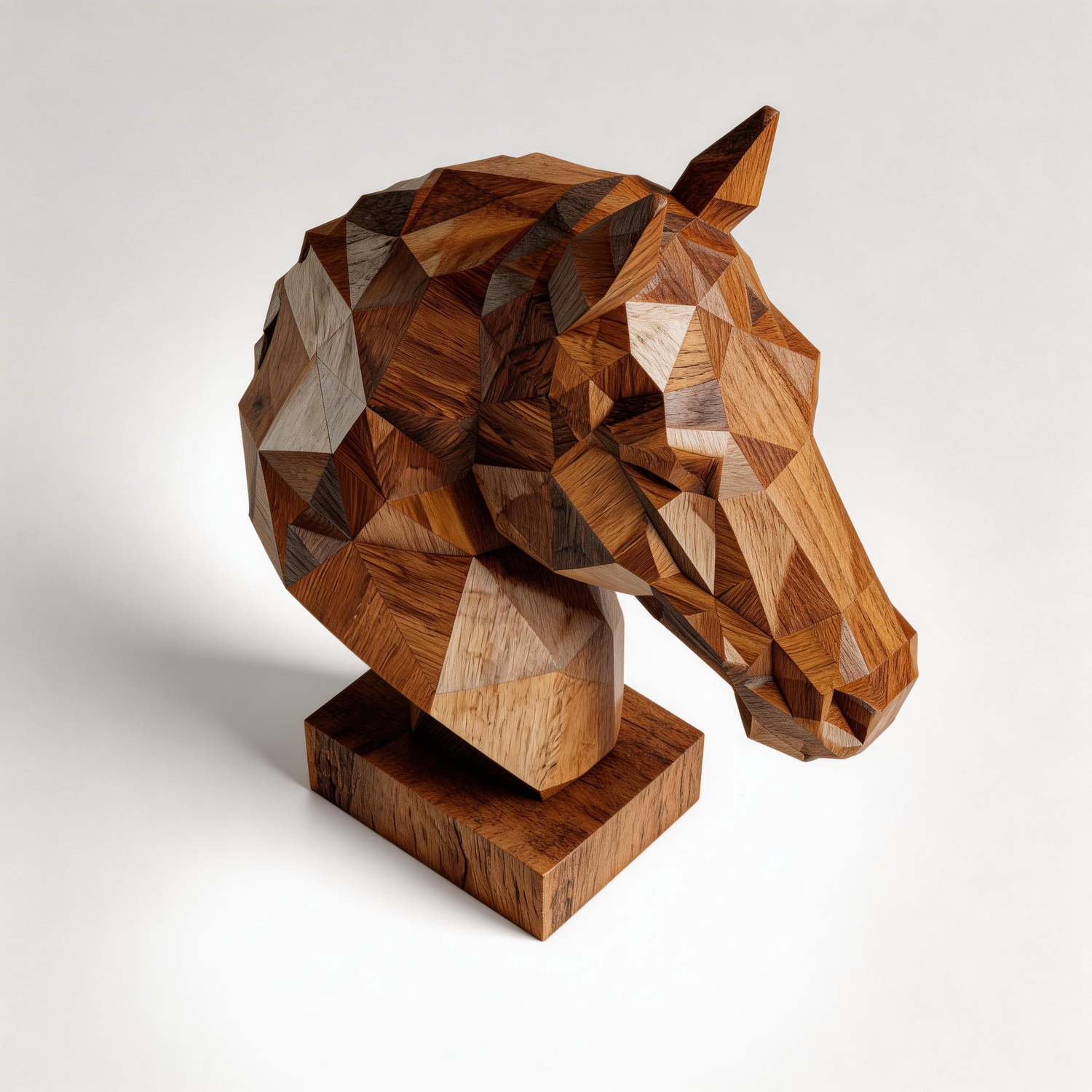 Geometric Prowler: The Hand-Carved Polygonal Panther Sculpture | Wood Sculpture