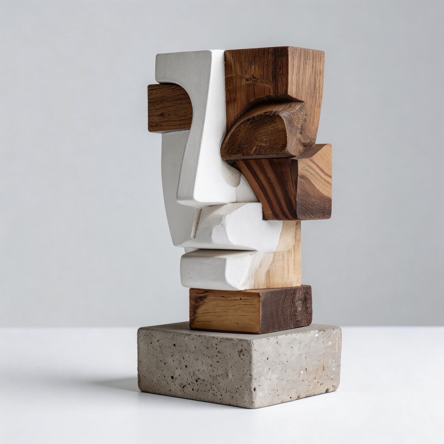 Duality Block: The Contrast Visage｜ Wood Sculpture