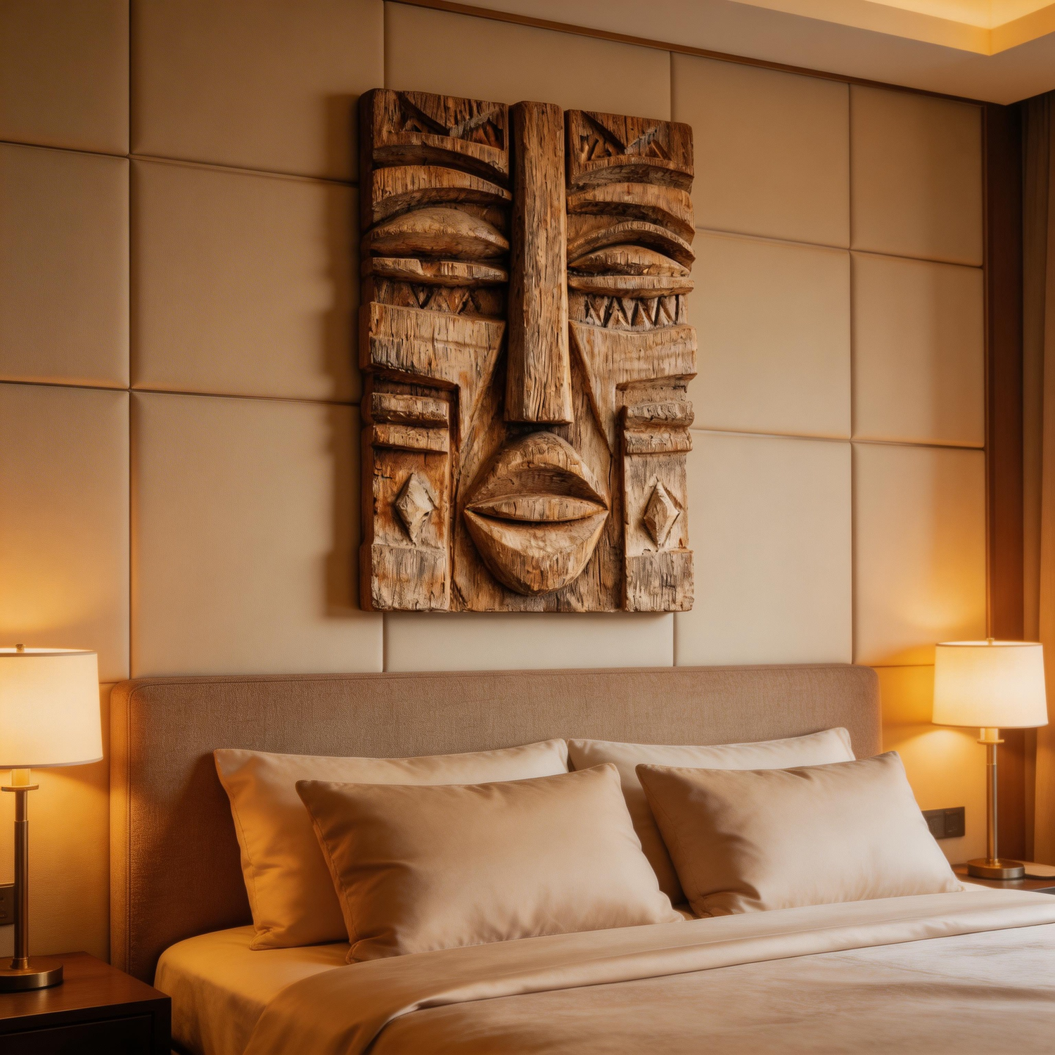 Tribal Totem: The Layered Carved Wood Face Mask ｜Wood Sculpture