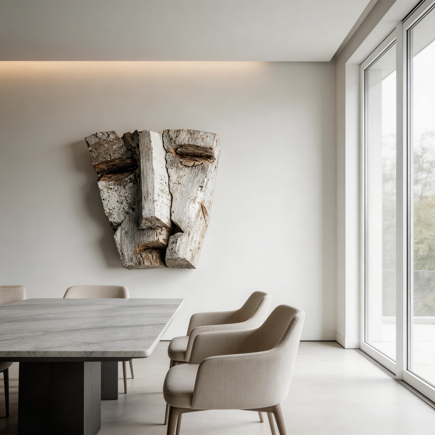 Fractured Dialogue: The Split Wood Face Mask｜Wood Sculpture