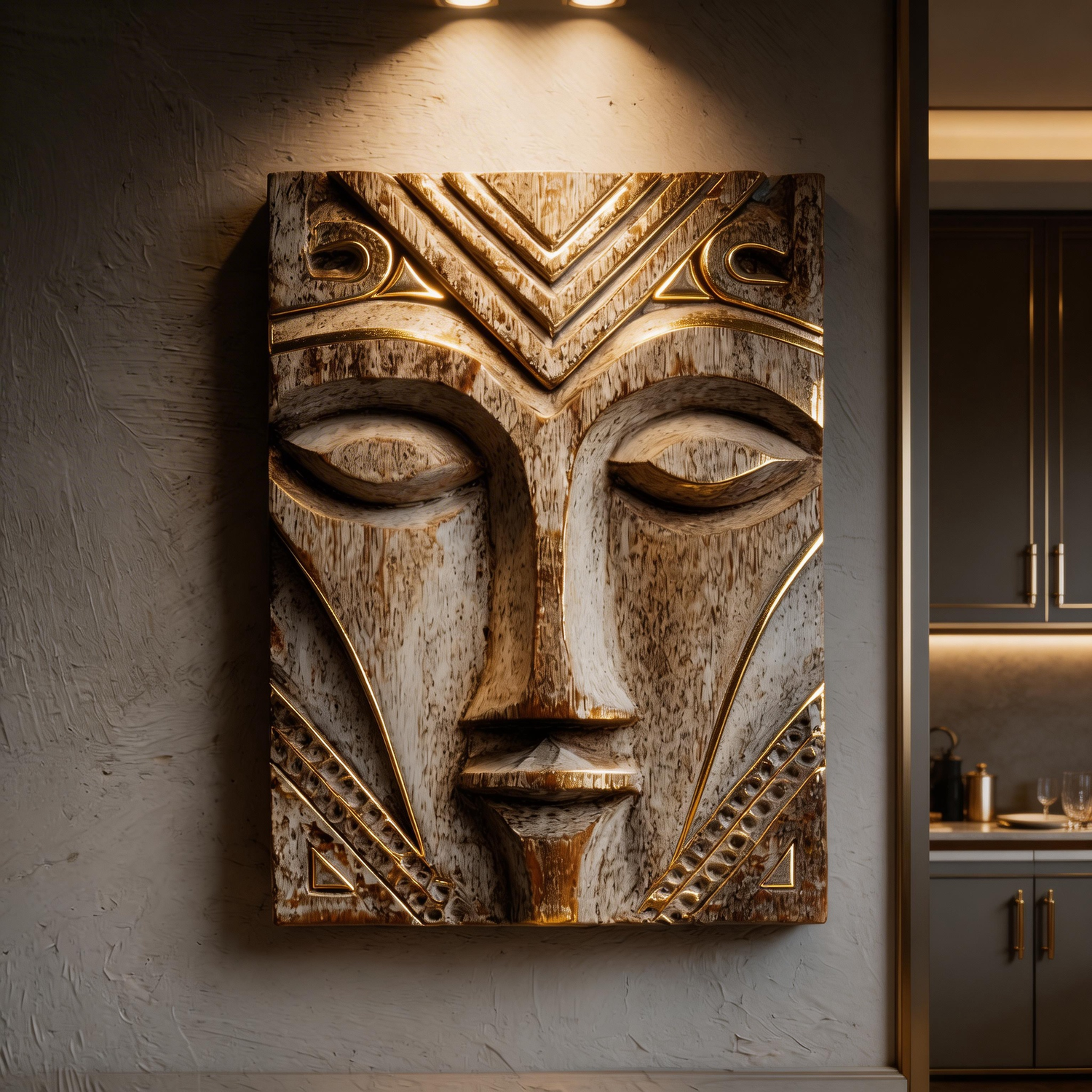 Ancestral Serenity: The Tribal Wood Relief ｜ Wall Sculpture