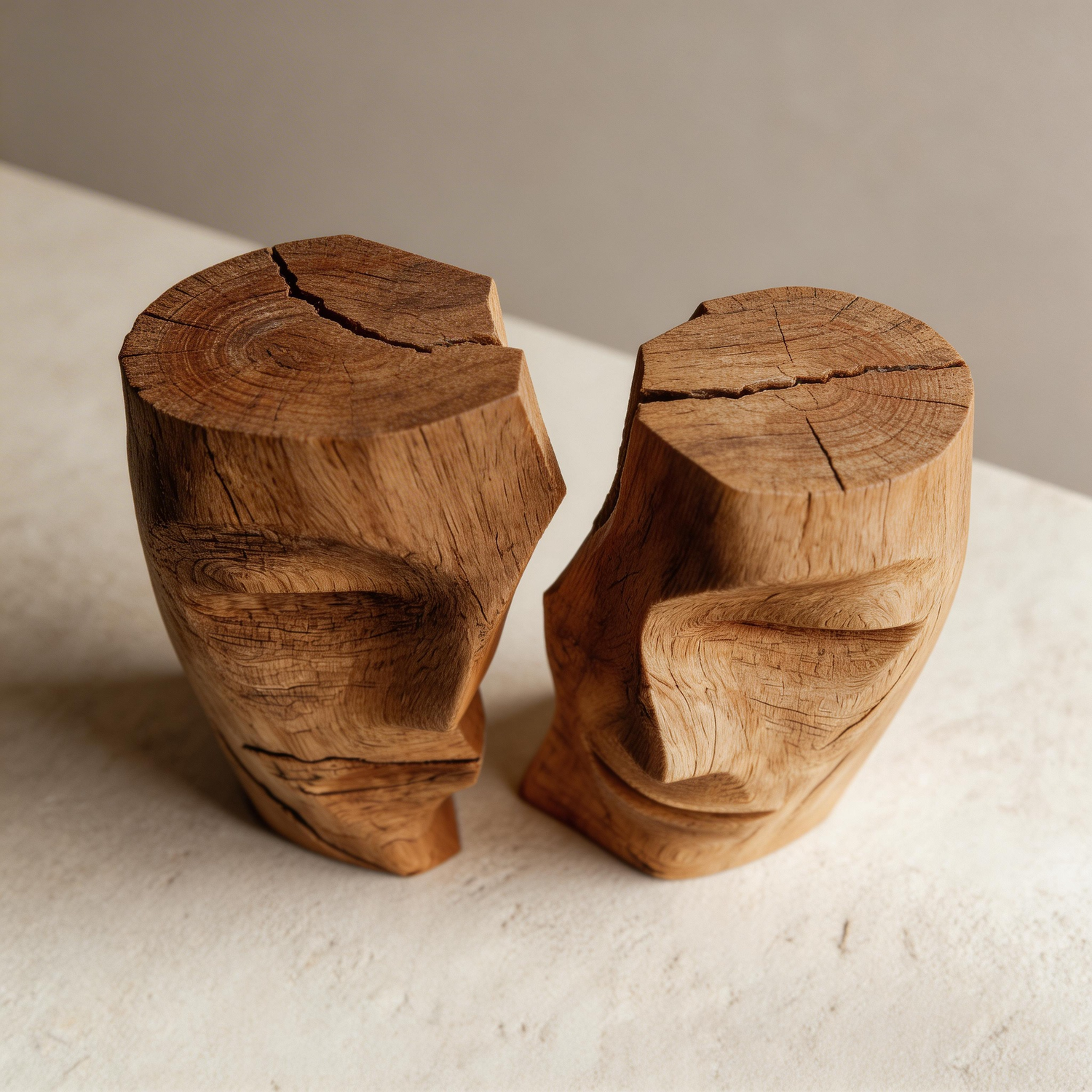 Fractured Duality Wooden Sculpture  Wood Sculpture