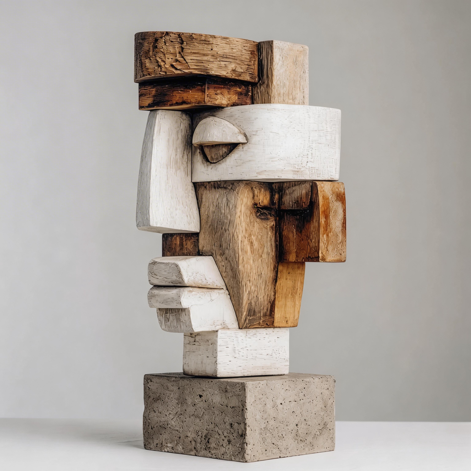 Fragmented Cubist Dual-Tone Sculpture l Wood Sculpture