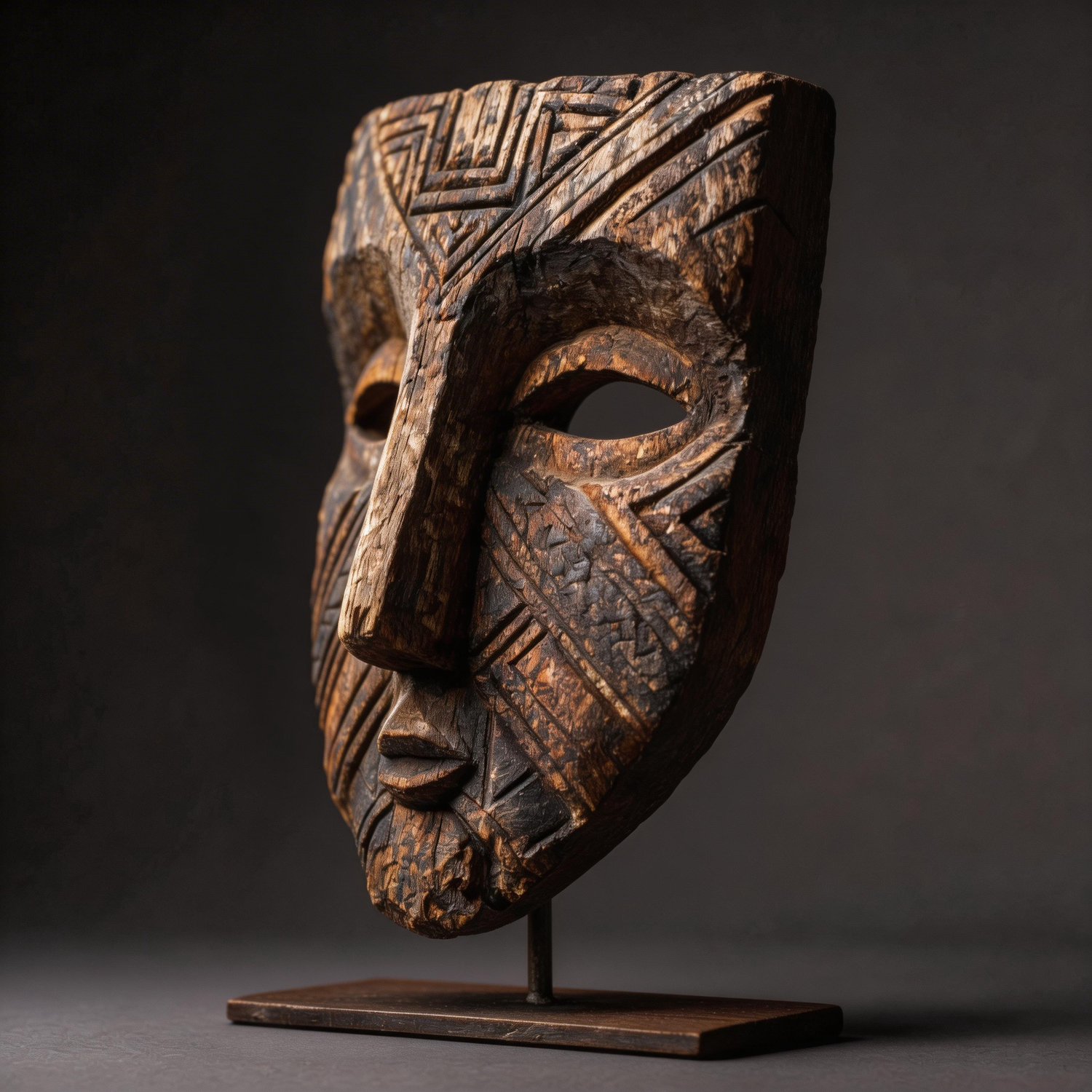 Tribal Geomask l Wood Sculpture