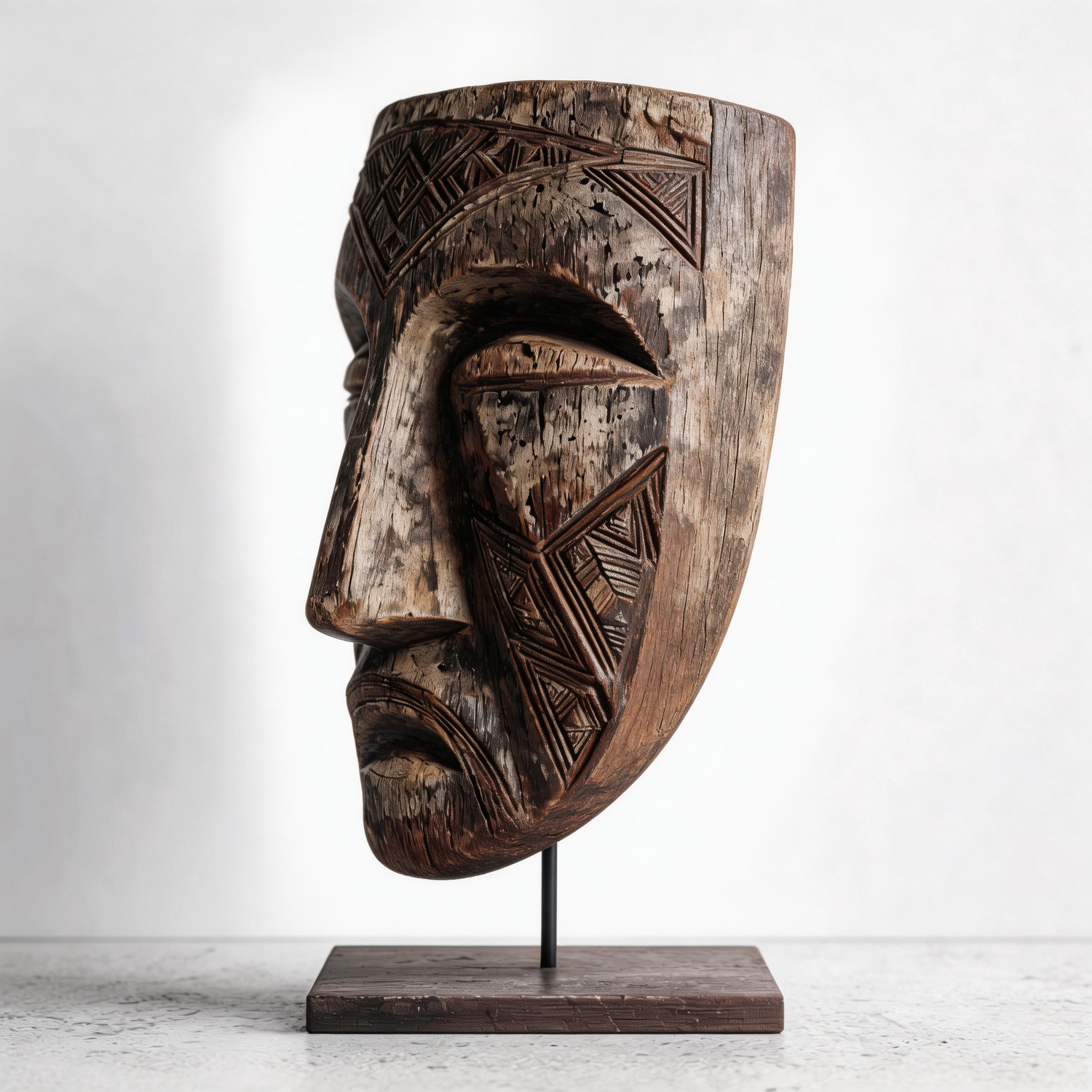Serene Tribal Ancestral Mask l Wood Sculpture