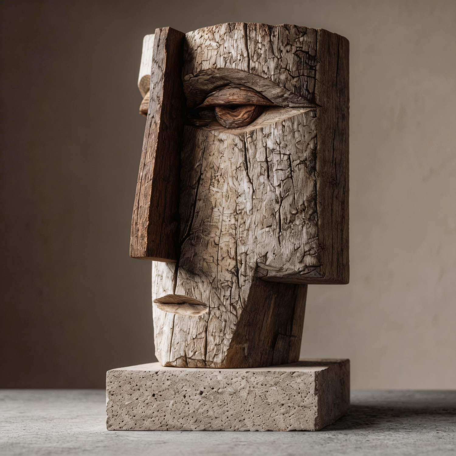 Split Gaze l Wood Sculpture