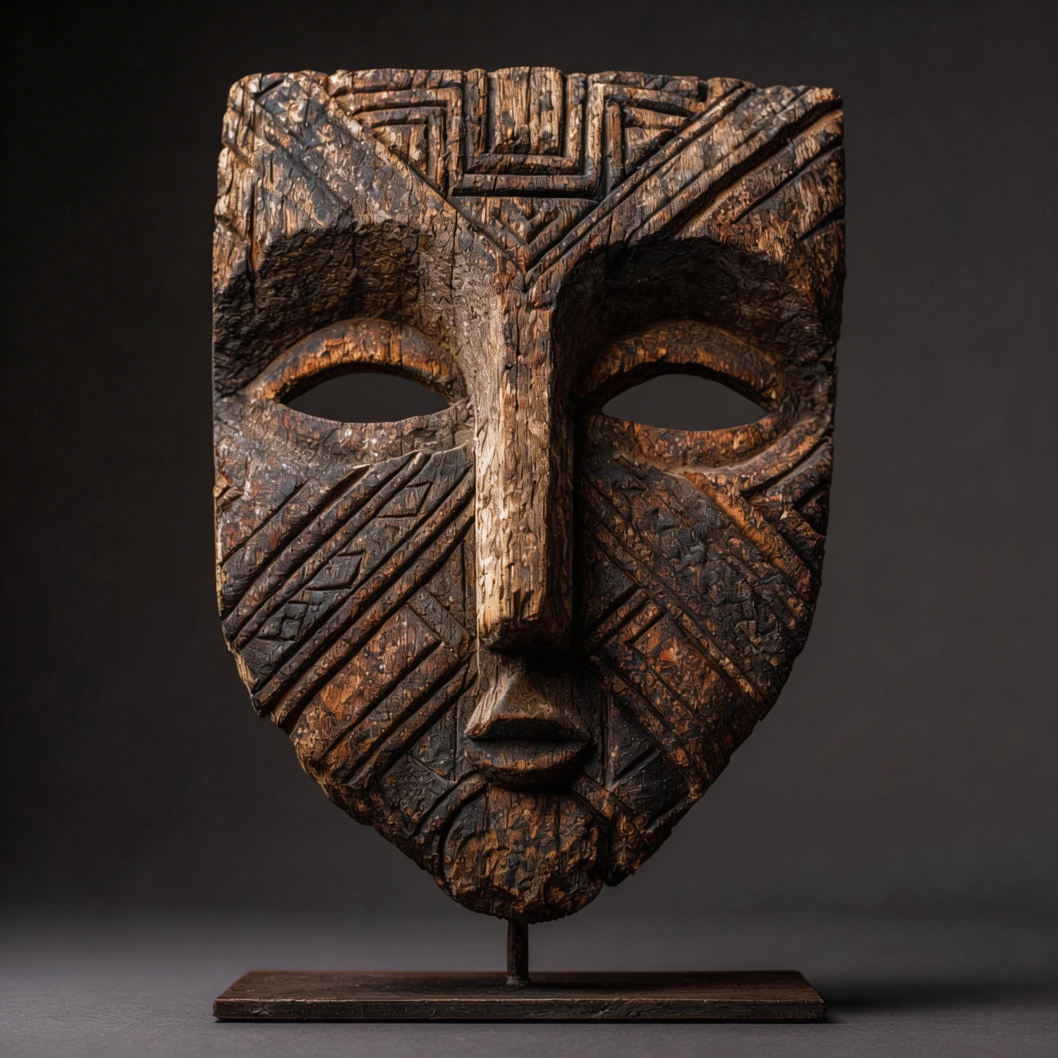 Tribal Geomask l Wood Sculpture