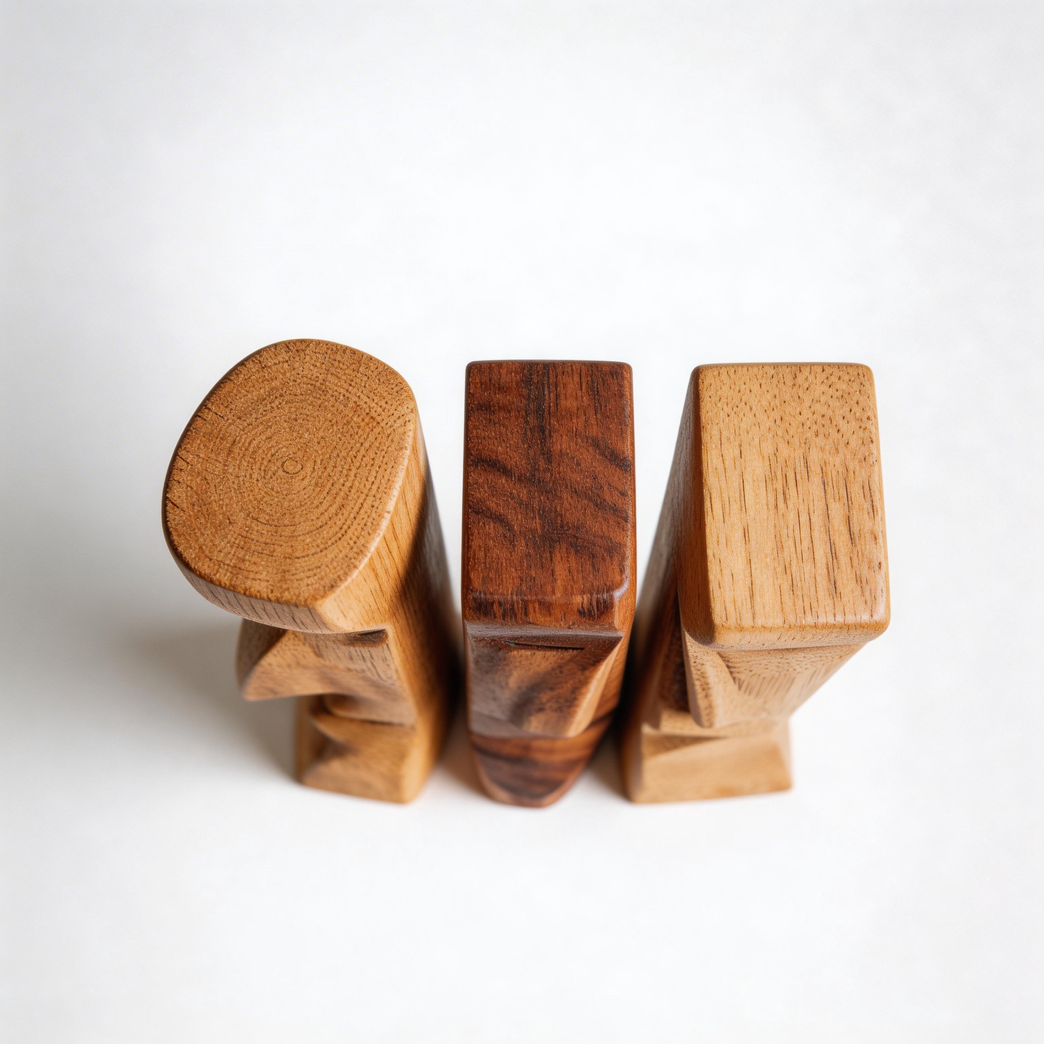 Triptych Primitive Faces Sculpture l Wood Sculpture