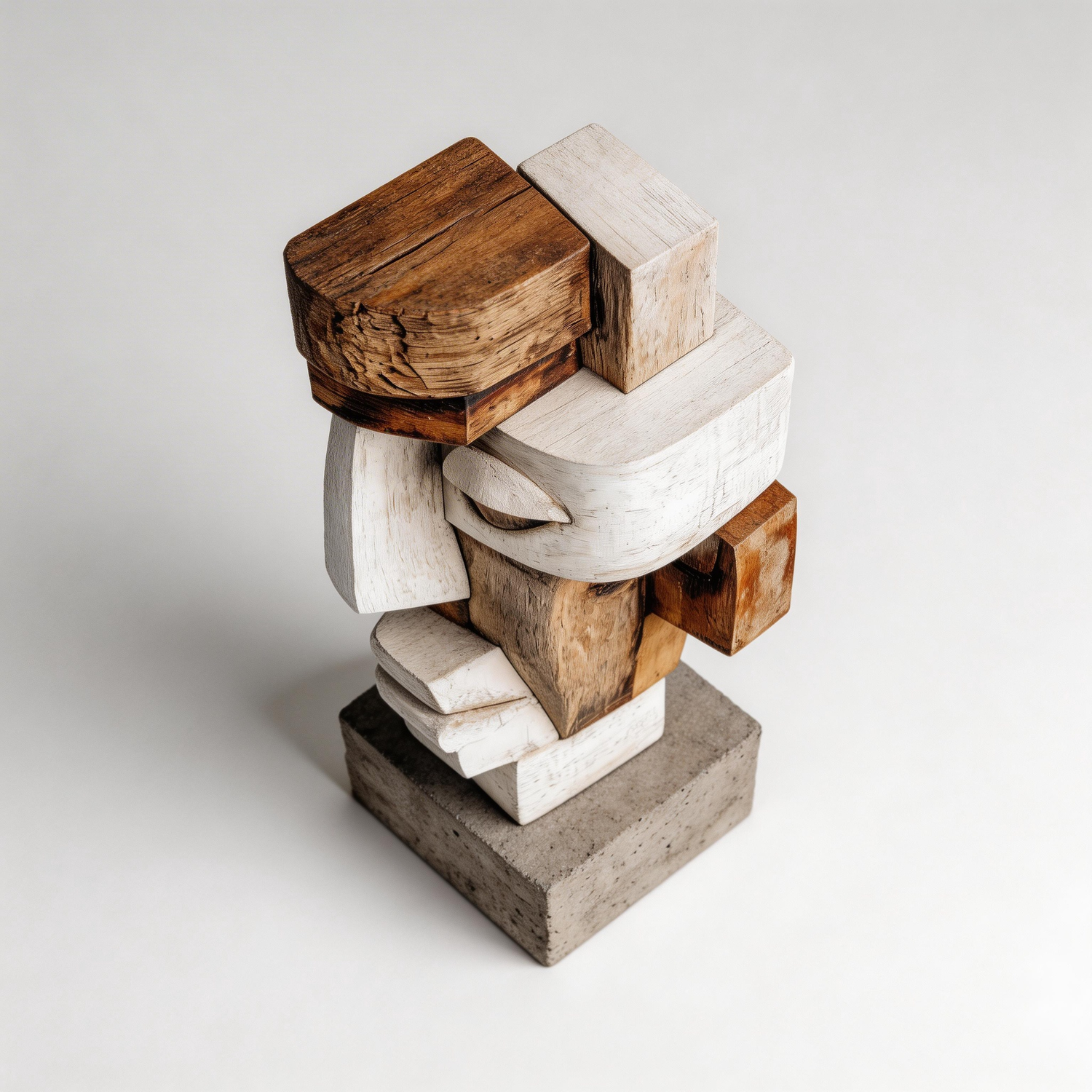 Fragmented Cubist Dual-Tone Sculpture l Wood Sculpture