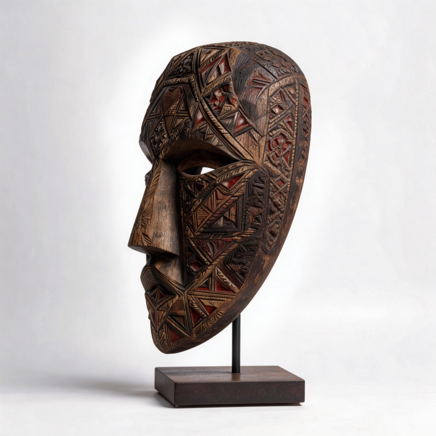 Geometric Ancestral Tapestry l Wood Sculpture
