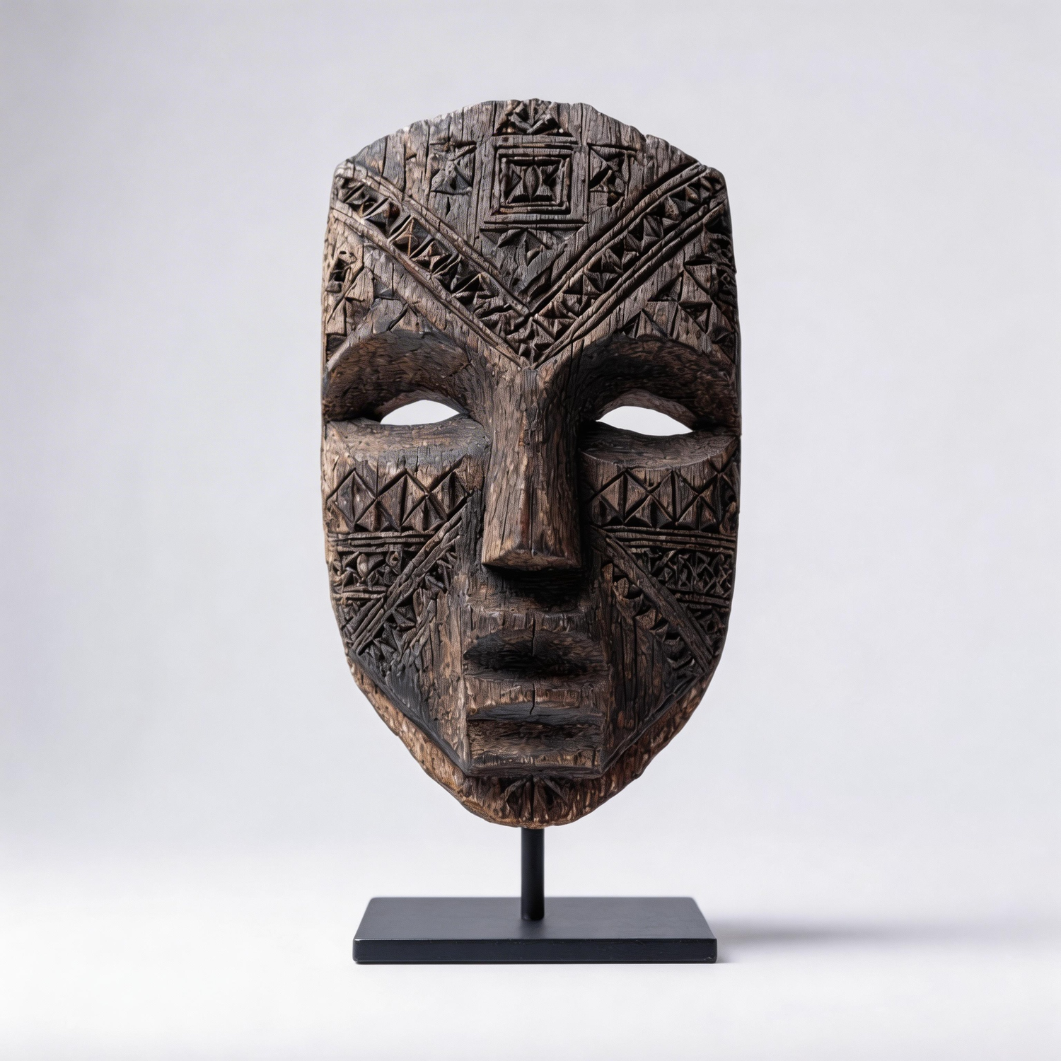 Geometric Sentinel l Wood Sculpture