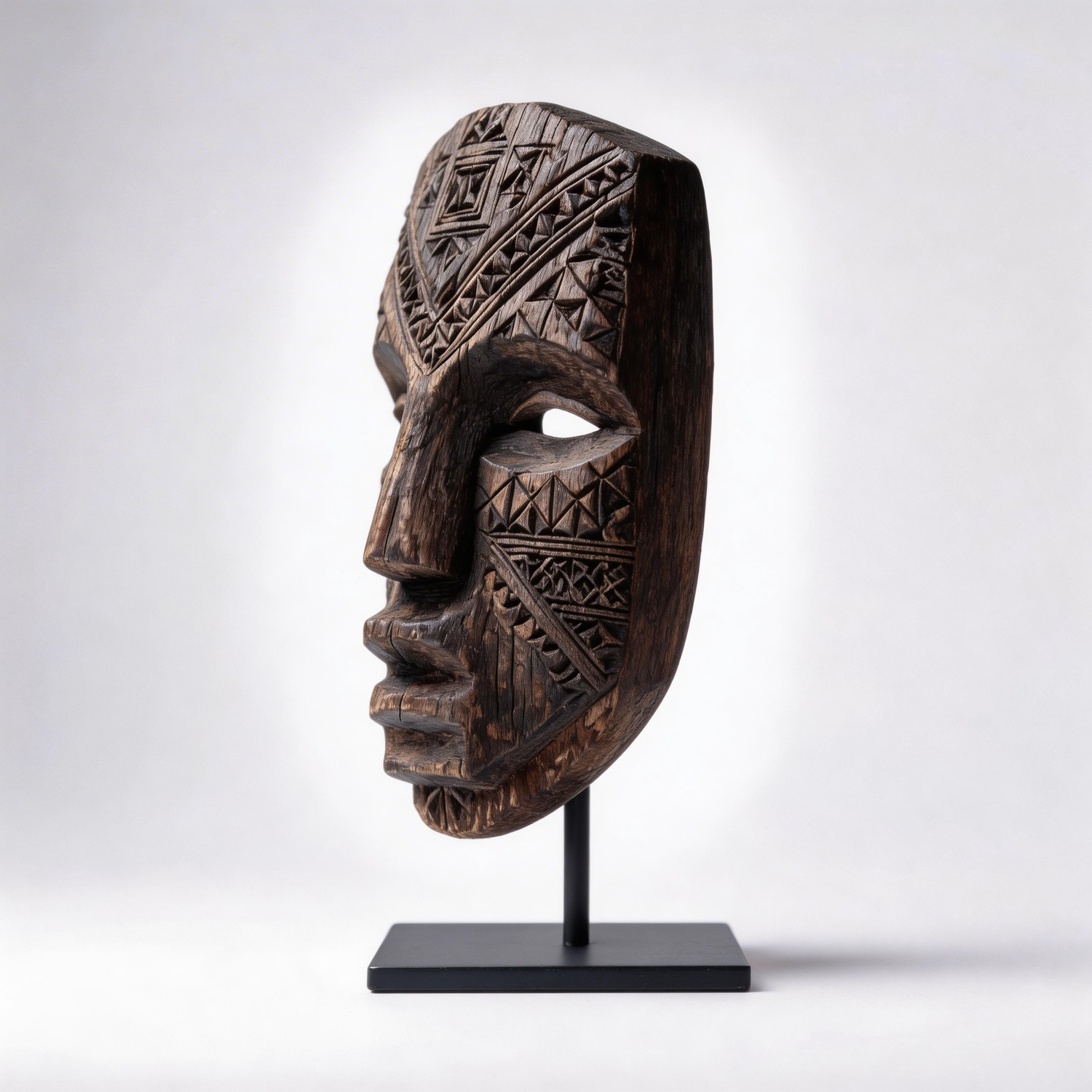 Geometric Sentinel l Wood Sculpture