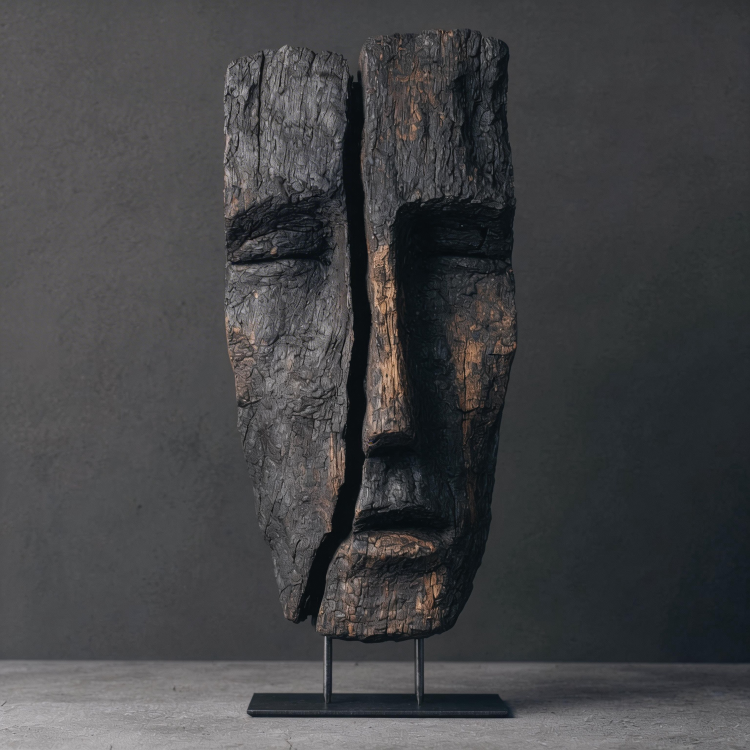 Split Slumber Ancestral Mask l Wood Sculpture