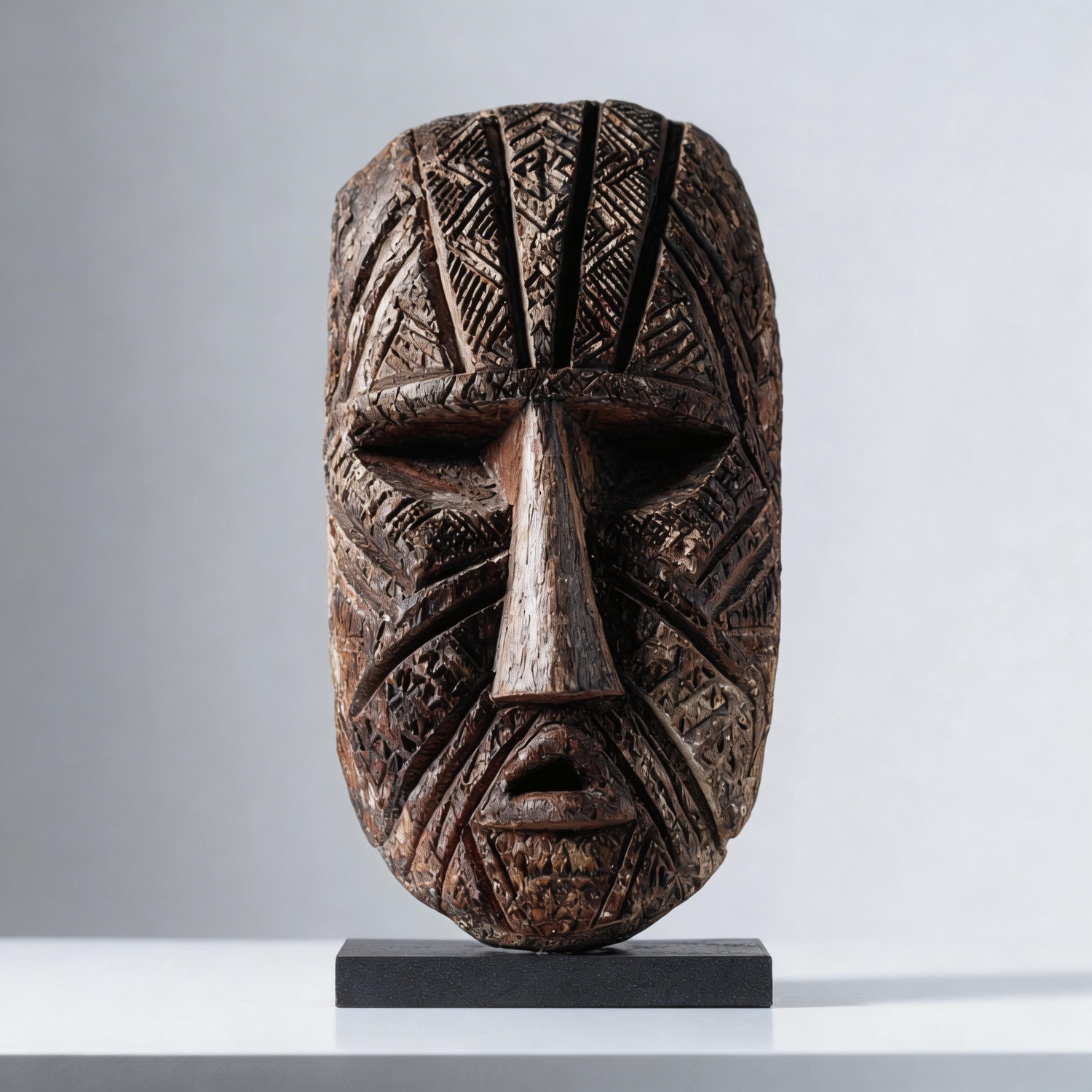 Tribal Weave Ancestral Mask l Wood Sculpture
