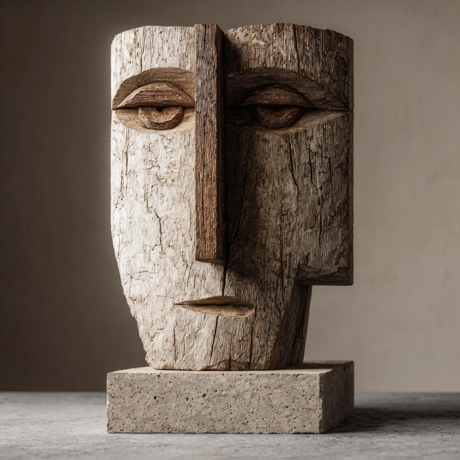 Split Gaze l Wood Sculpture