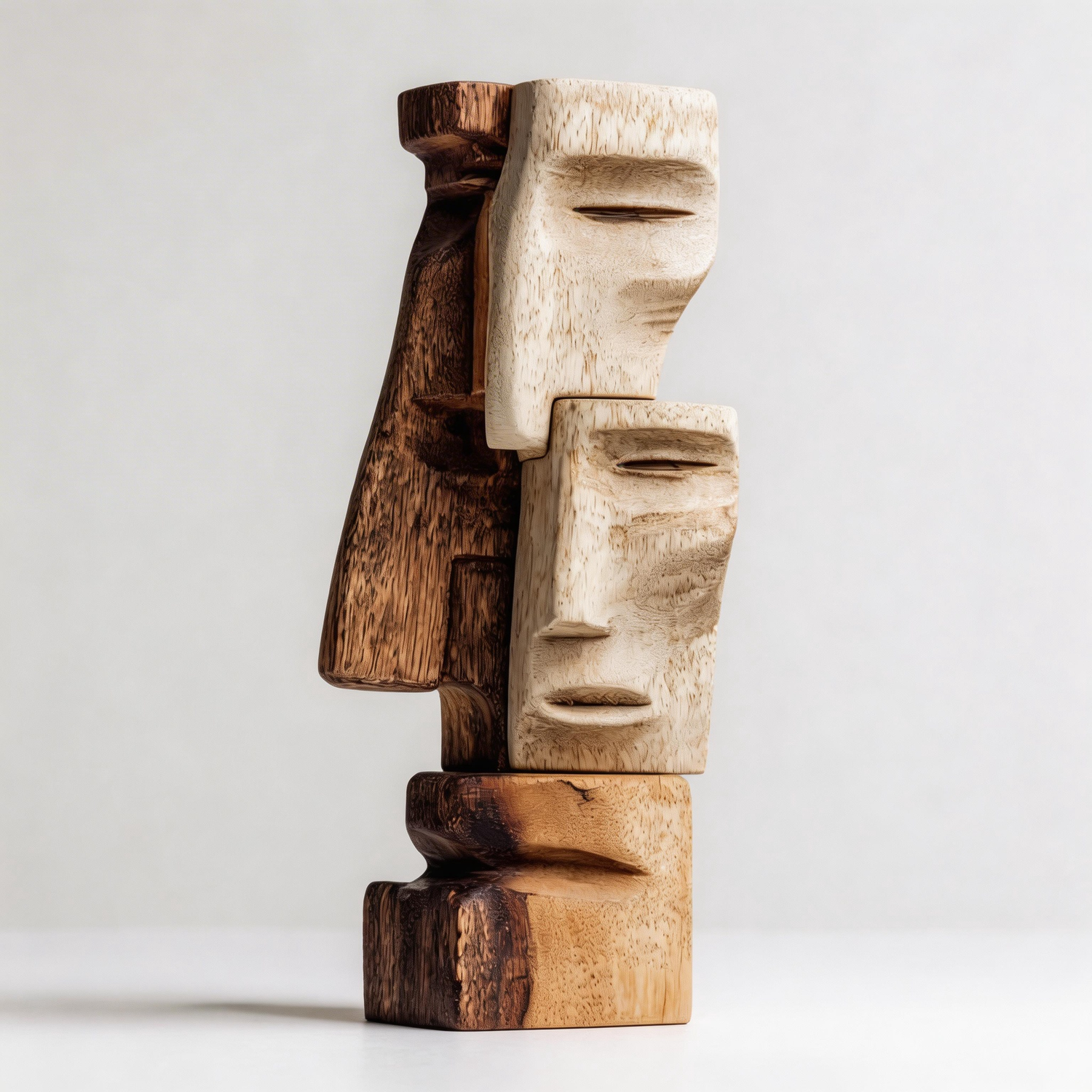 Stacked Dual Visions l Wood Sculpture