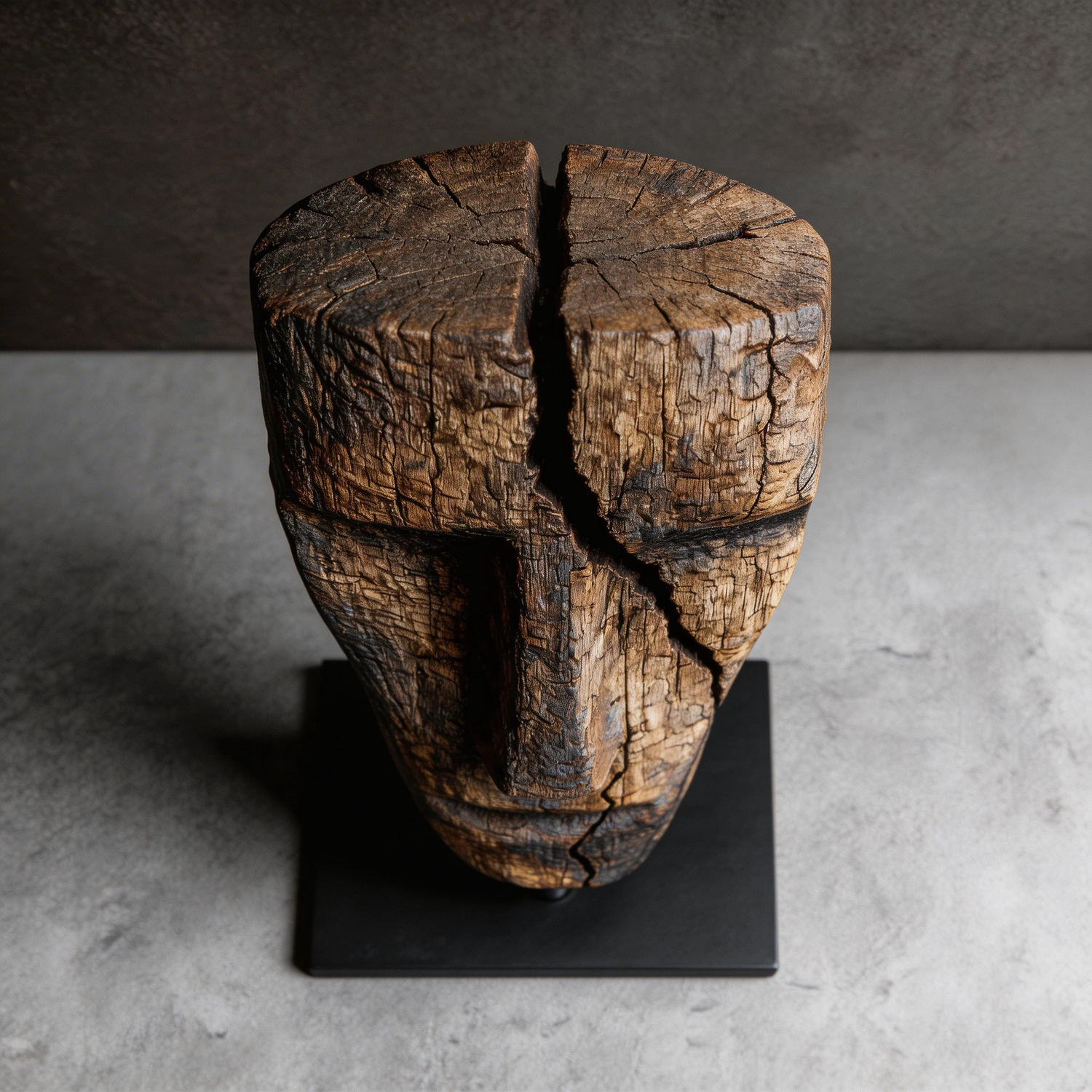 Fractured Ancestral Gaze l Wood Sculpture